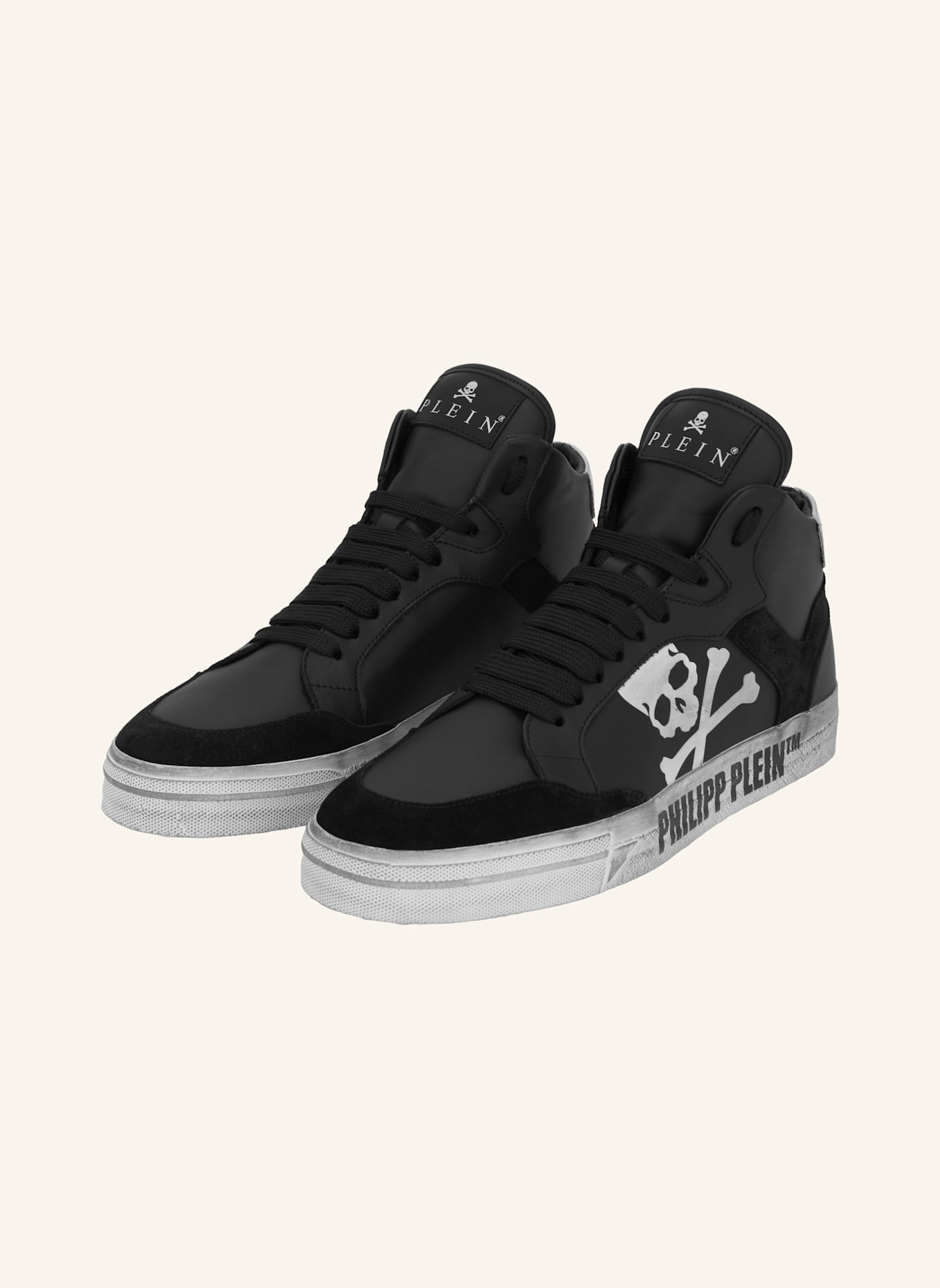 PHILIPP PLEIN High-Top Turnschuhe RETROKICKZ: SCHWARZ/ SILBER