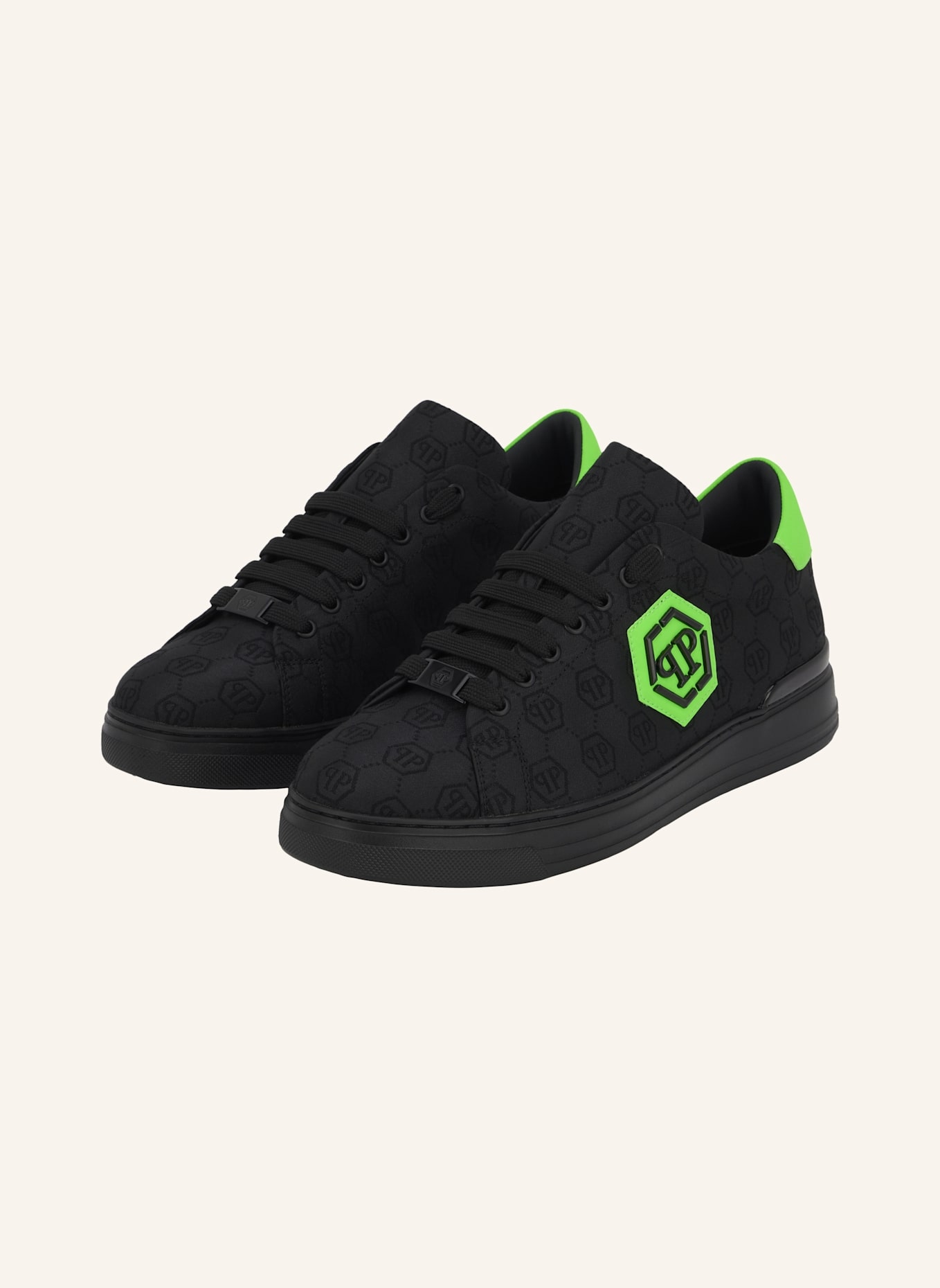 PHILIPP PLEIN Lo-Top Turnschuhe MONOGRAM: SCHWARZ