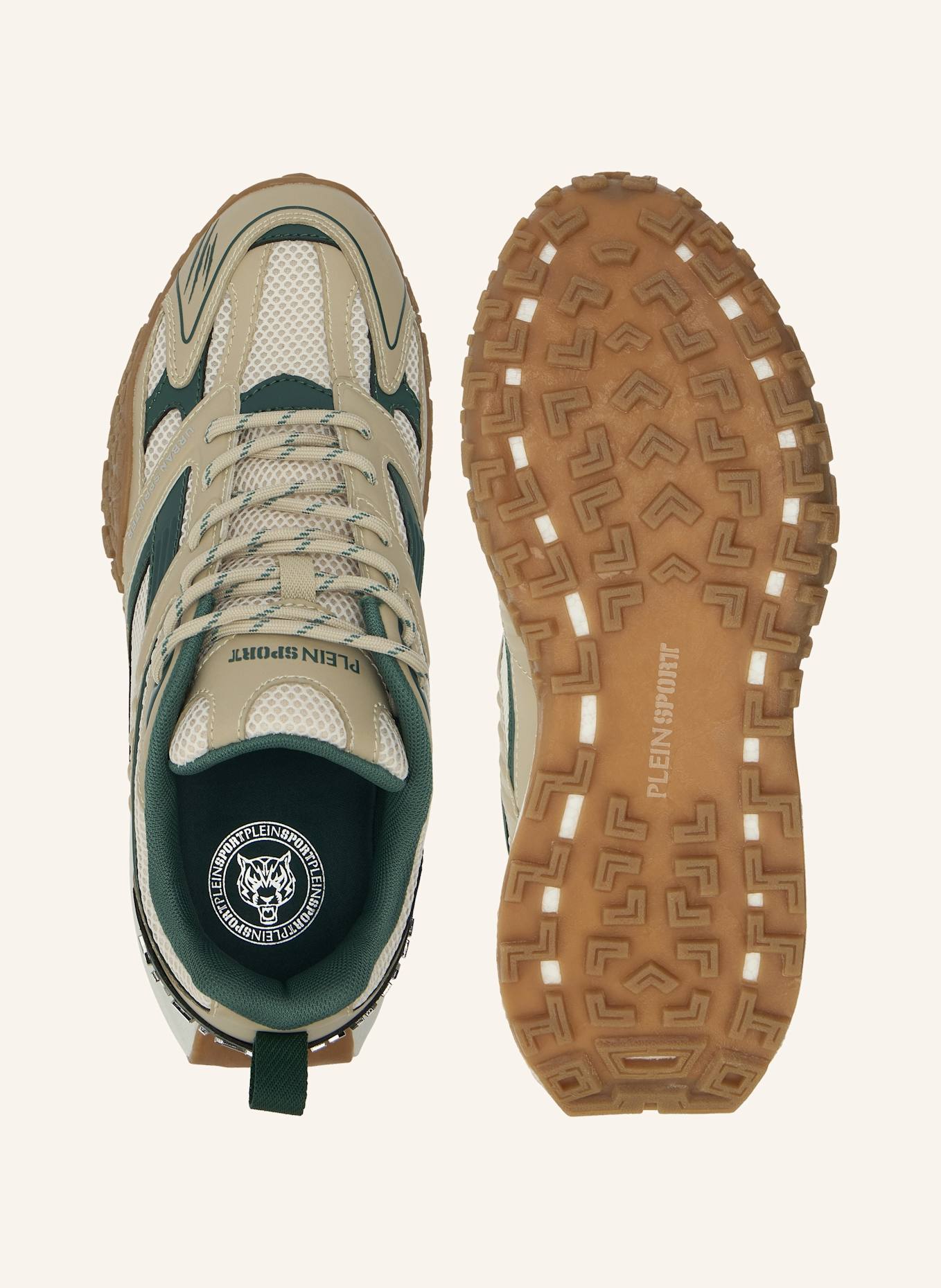 PLEIN SPORT Lo-Top Turnschuhe: BEIGE/ GRÜN