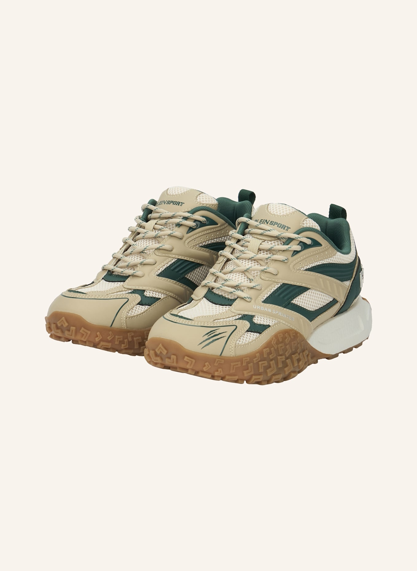 PLEIN SPORT Lo-Top Turnschuhe: BEIGE/ GRÜN