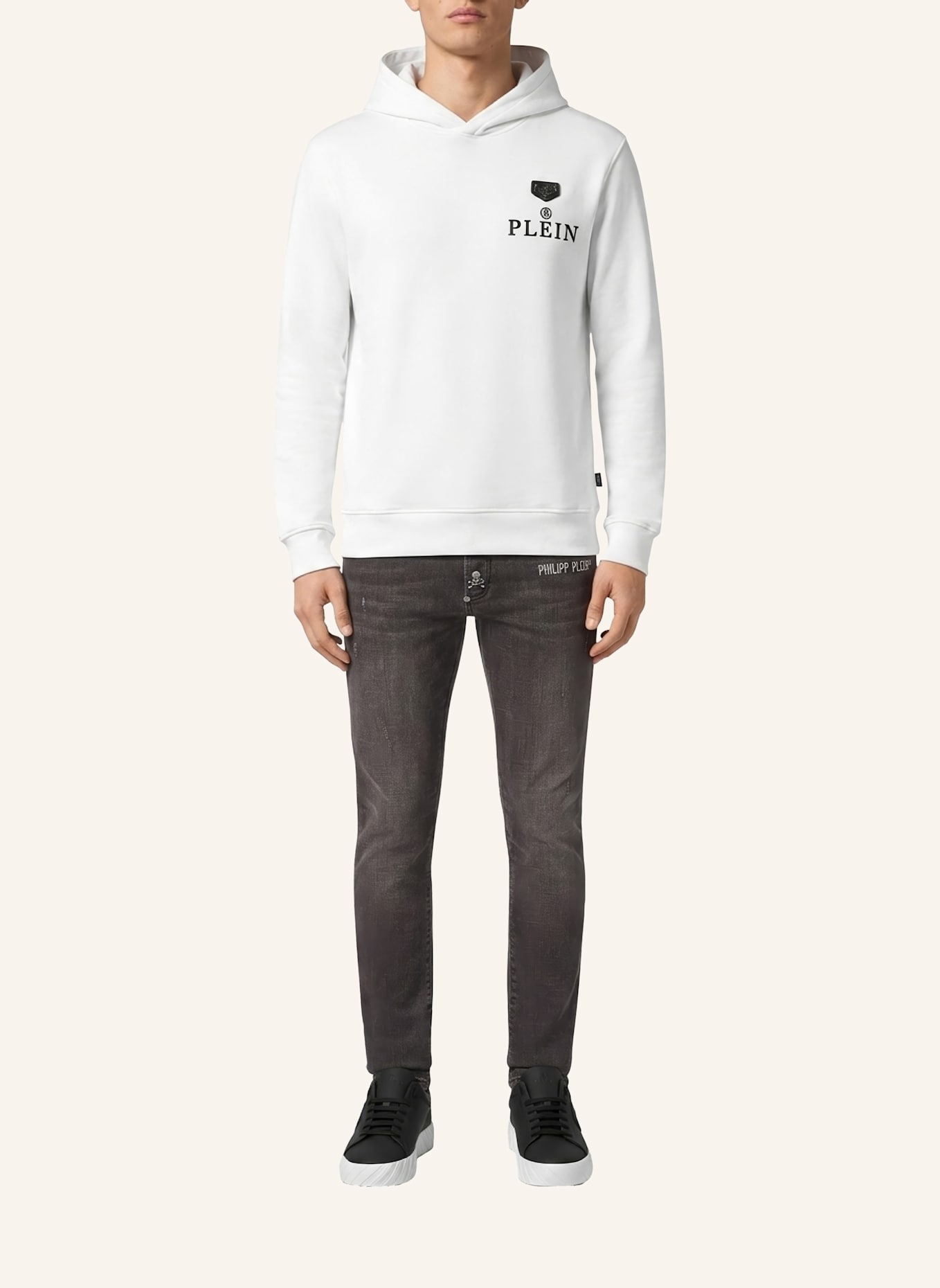 PHILIPP PLEIN Kapuzen-Sweatshirt: WEISS