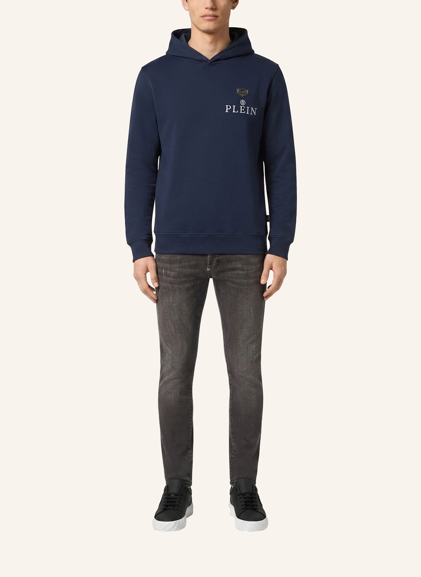 PHILIPP PLEIN Kapuzen-Sweatshirt: DUNKELBLAU