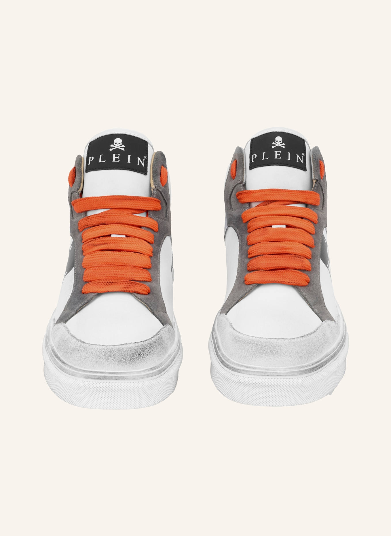 PHILIPP PLEIN High-Top-Sneaker RETROKICKZ: WEISS/ NEONORANGE