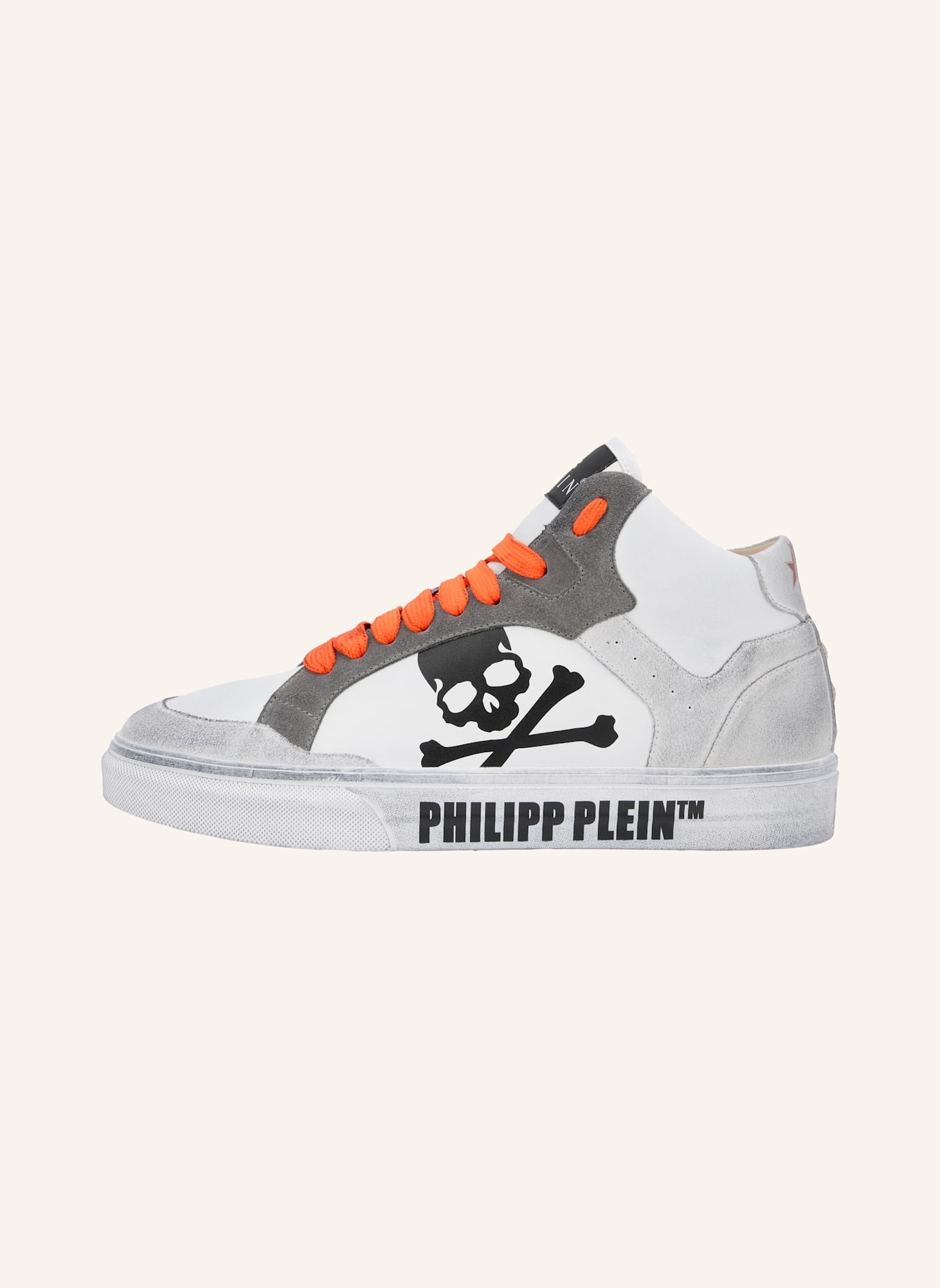 PHILIPP PLEIN High-Top-Sneaker RETROKICKZ: WEISS/ NEONORANGE