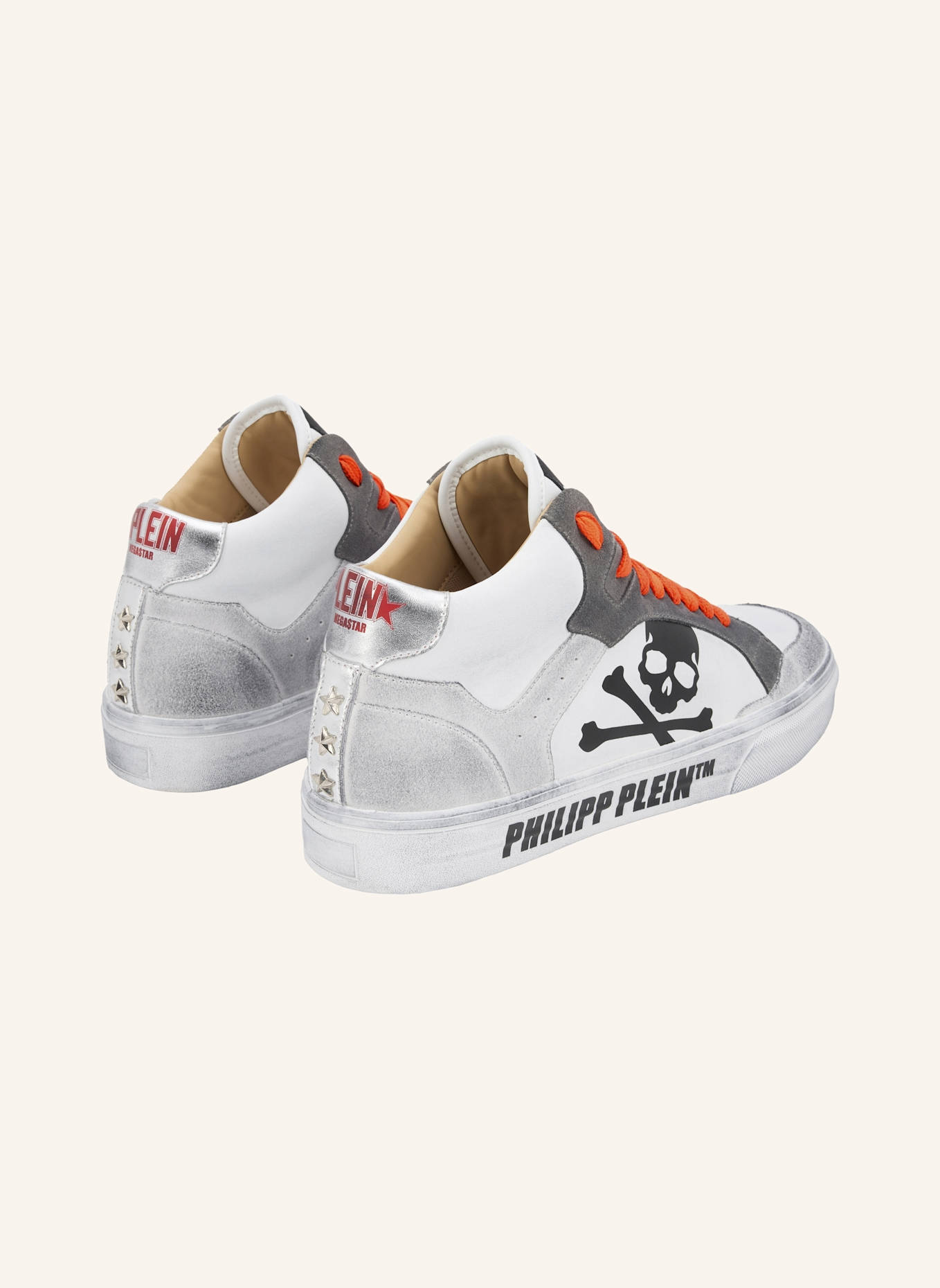 PHILIPP PLEIN High-Top-Sneaker RETROKICKZ: WEISS/ NEONORANGE