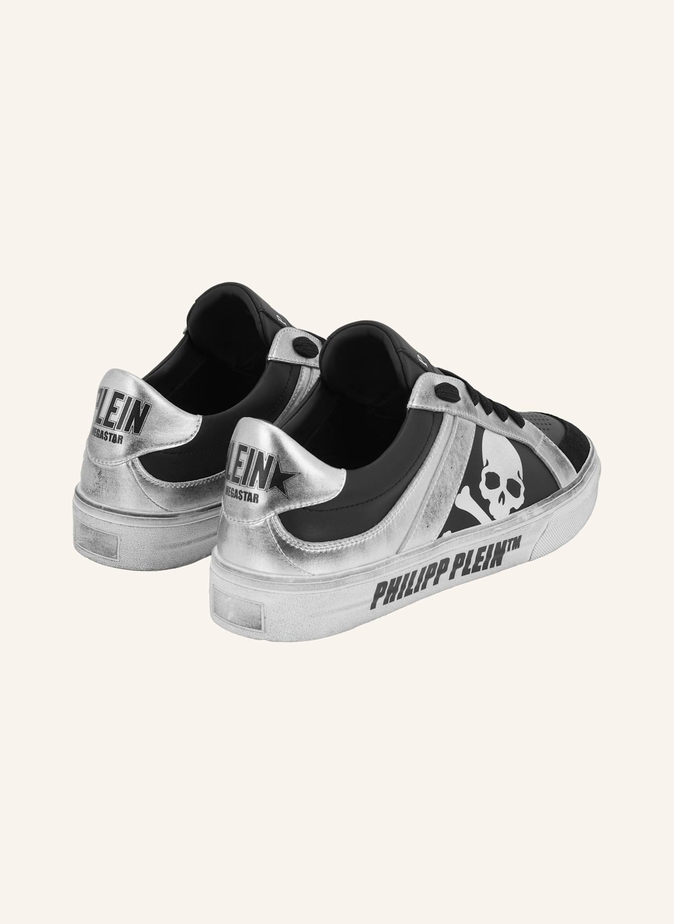 PHILIPP PLEIN Low-Top-Sneaker RETROKICKZ: SCHWARZ/ SILBER