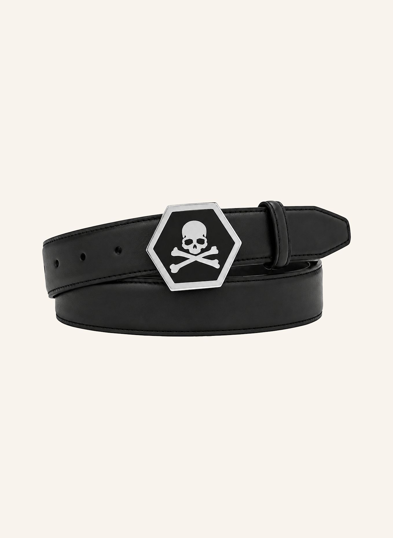 PHILIPP PLEIN Gürtel SKULL: SCHWARZ / SILBER