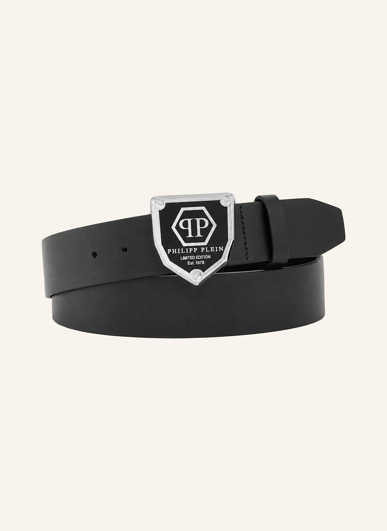 PHILIPP PLEIN Gürtel HEXAGON: SCHWARZ / SILBER