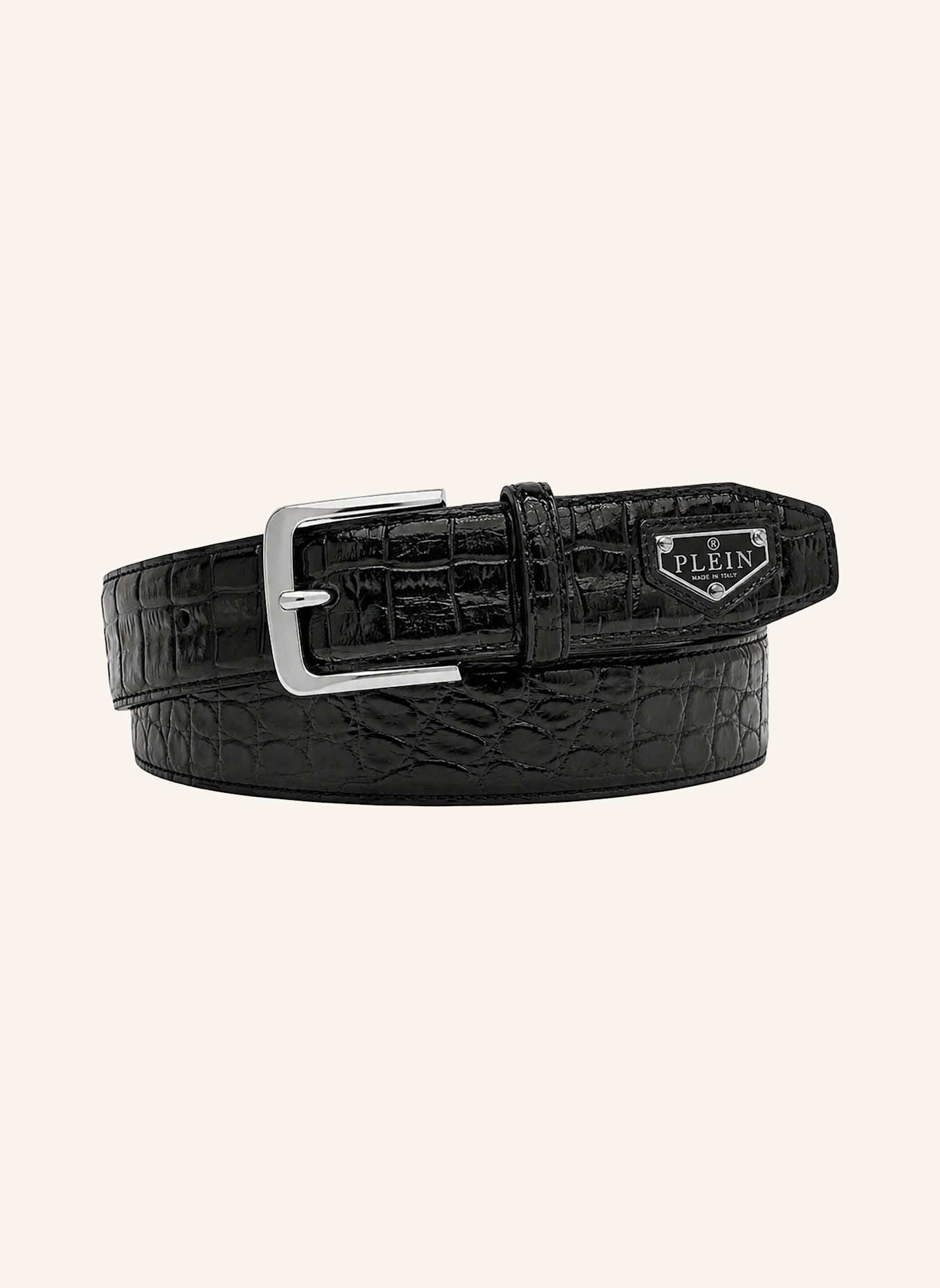 PHILIPP PLEIN Gürtel COCCO: SCHWARZ / SILBER