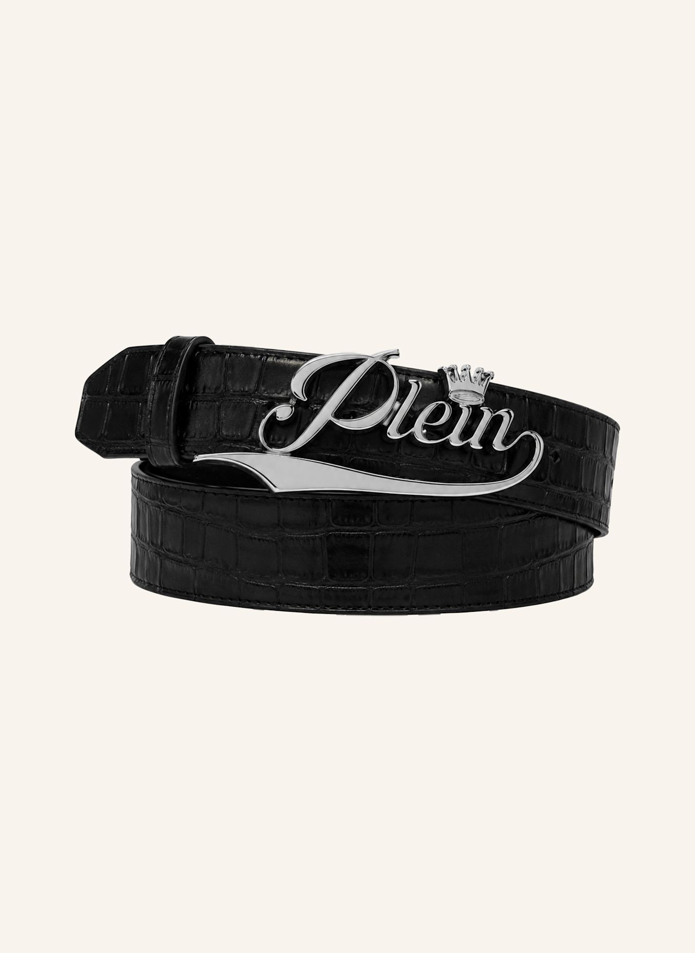 PHILIPP PLEIN Gürtel COCCO: SCHWARZ / SILBER