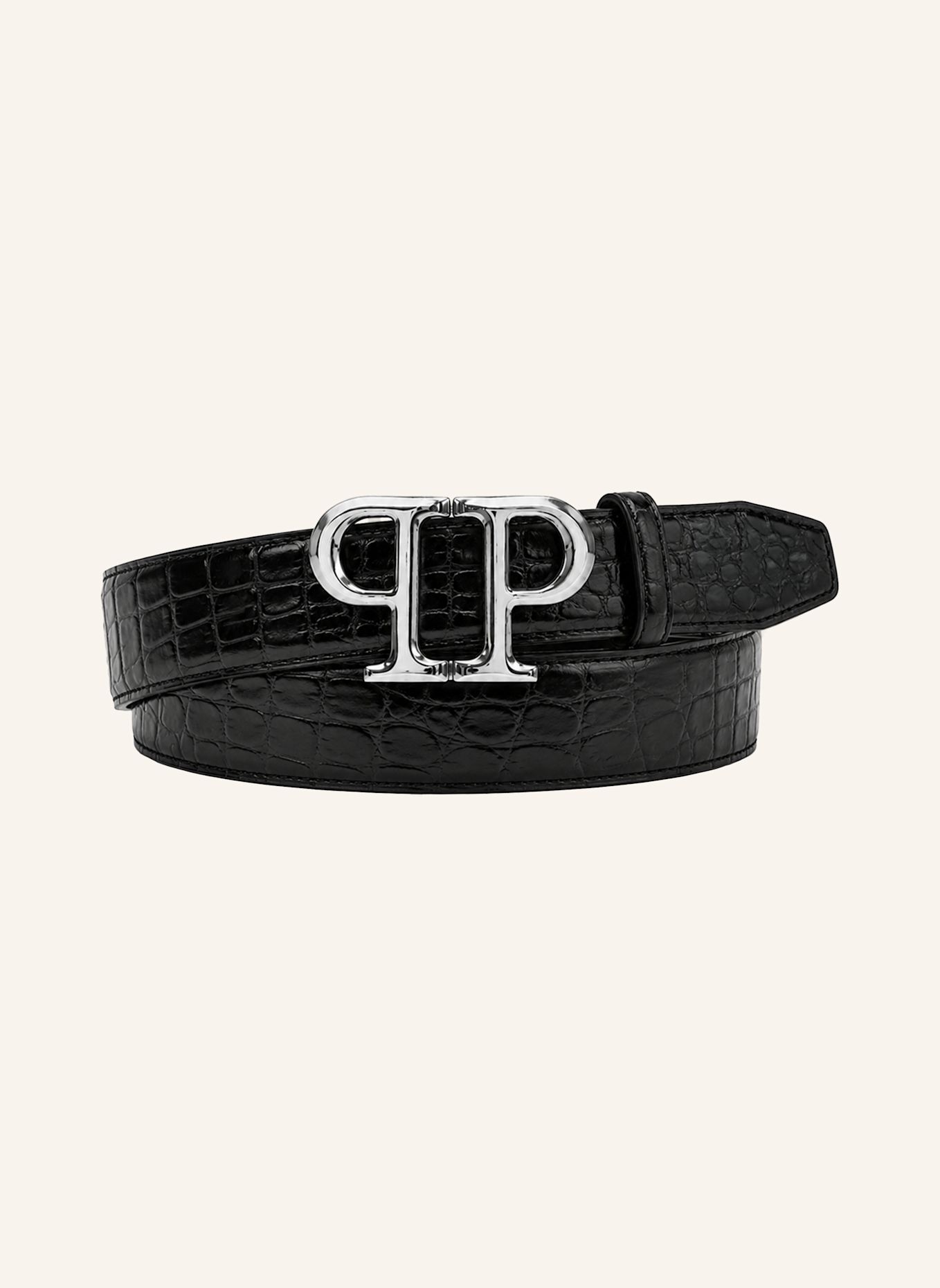 PHILIPP PLEIN Gürtel COCCO: SCHWARZ / SILBER