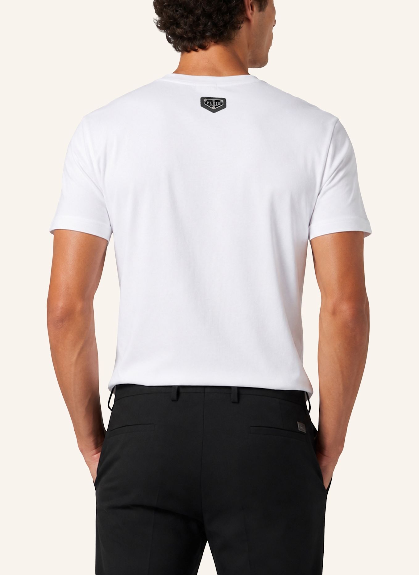 PHILIPP PLEIN Kurzarm-Rundhals-T-Shirt SKULL: WEISS