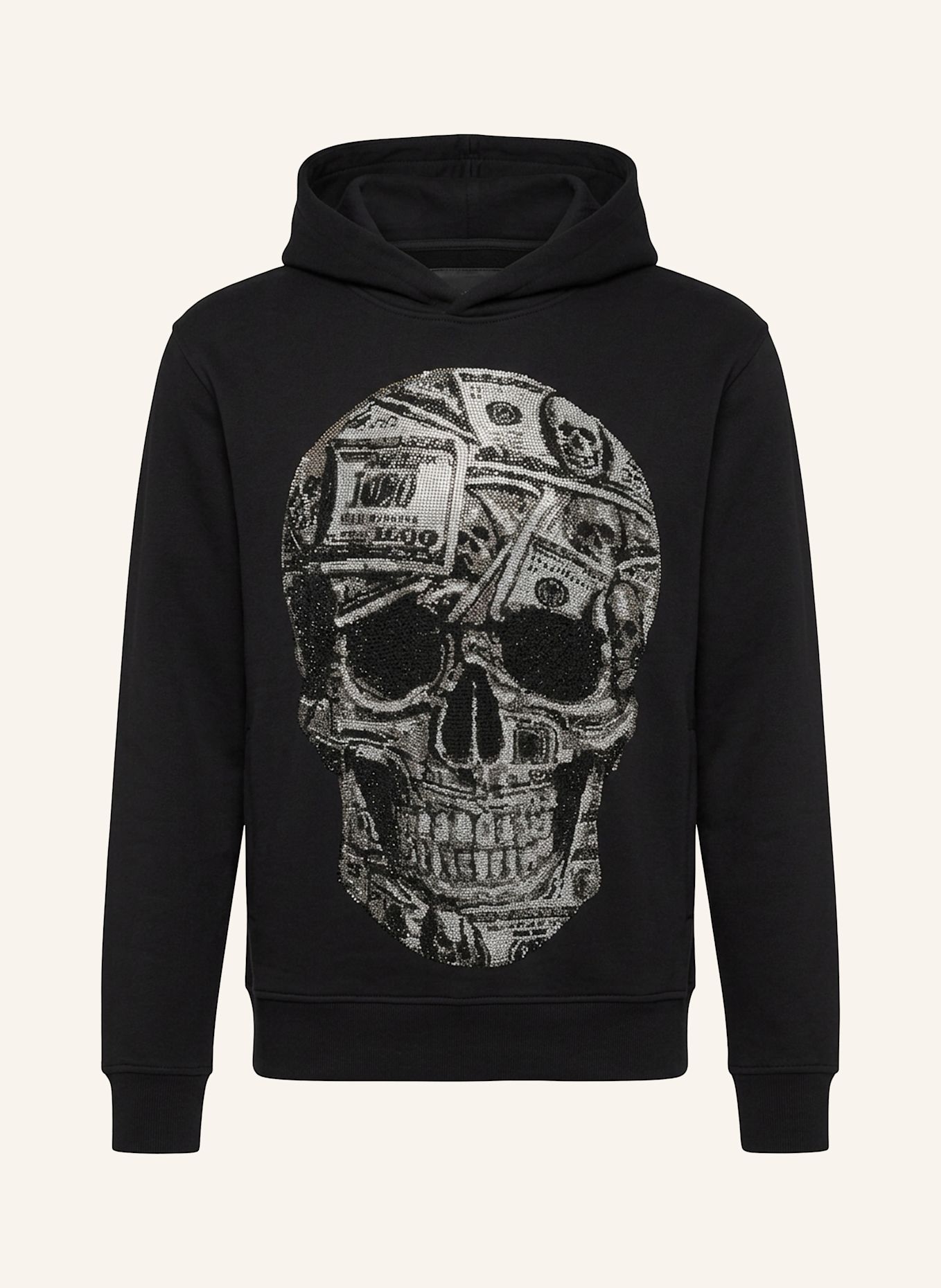 PHILIPP PLEIN Kapuzen-Sweatshirt SKULL: SCHWARZ
