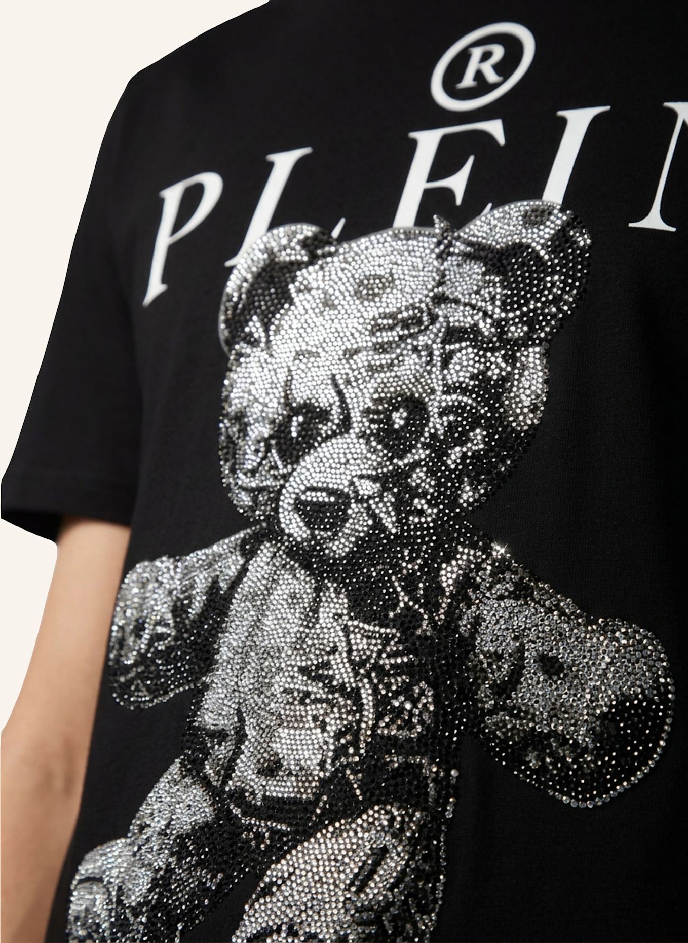 PHILIPP PLEIN Kurzarm-Rundhals-T-Shirt TEDDY: SCHWARZ