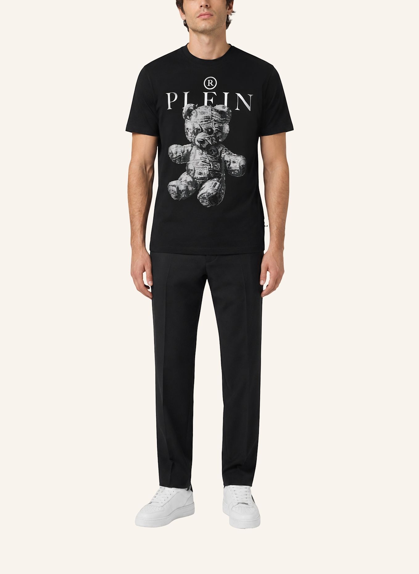 PHILIPP PLEIN Kurzarm-Rundhals-T-Shirt TEDDY: SCHWARZ