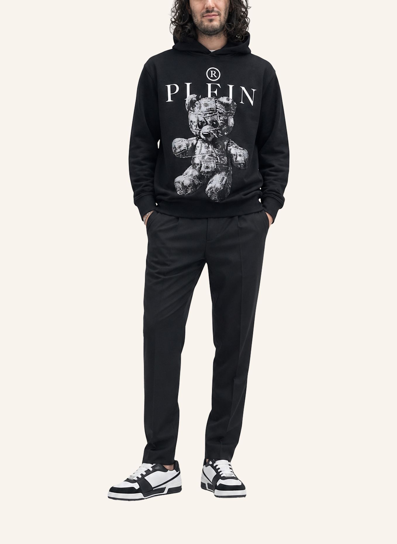 PHILIPP PLEIN Kapuzen-Sweatshirt TEDDY: SCHWARZ