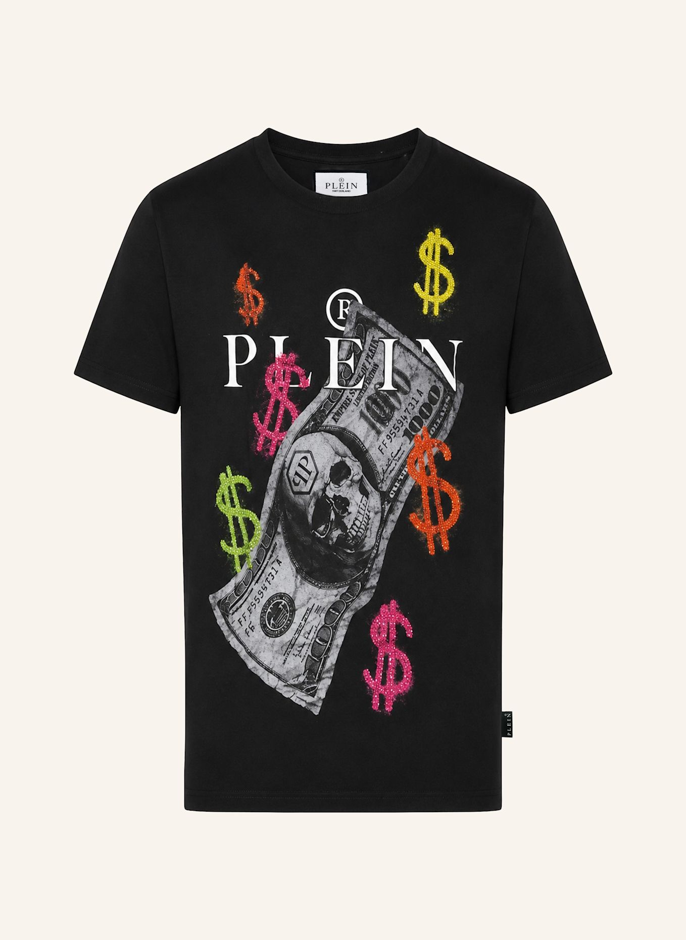 PHILIPP PLEIN Kurzarm-Rundhals-T-Shirt: SCHWARZ