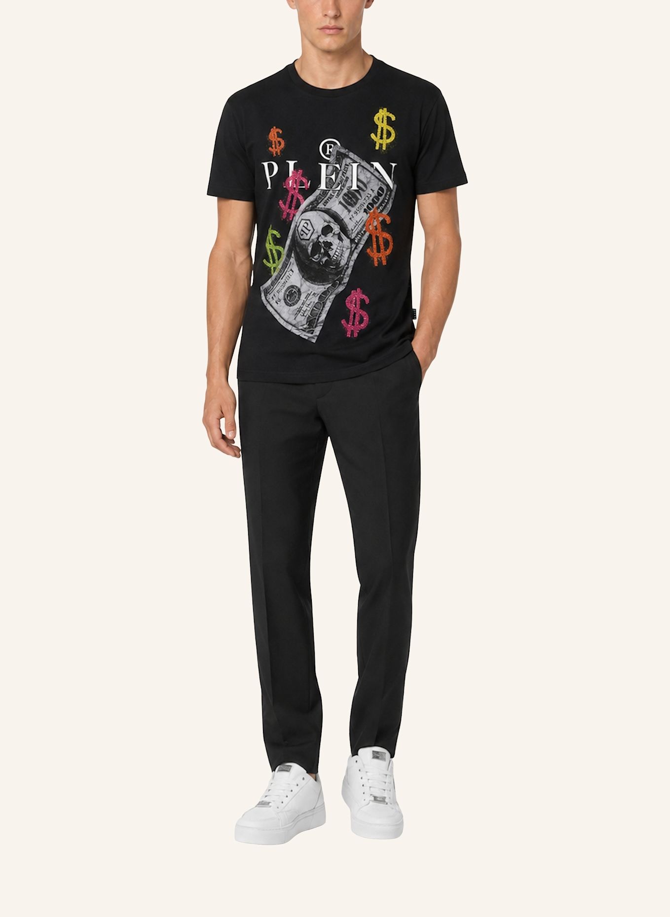 PHILIPP PLEIN Kurzarm-Rundhals-T-Shirt: SCHWARZ