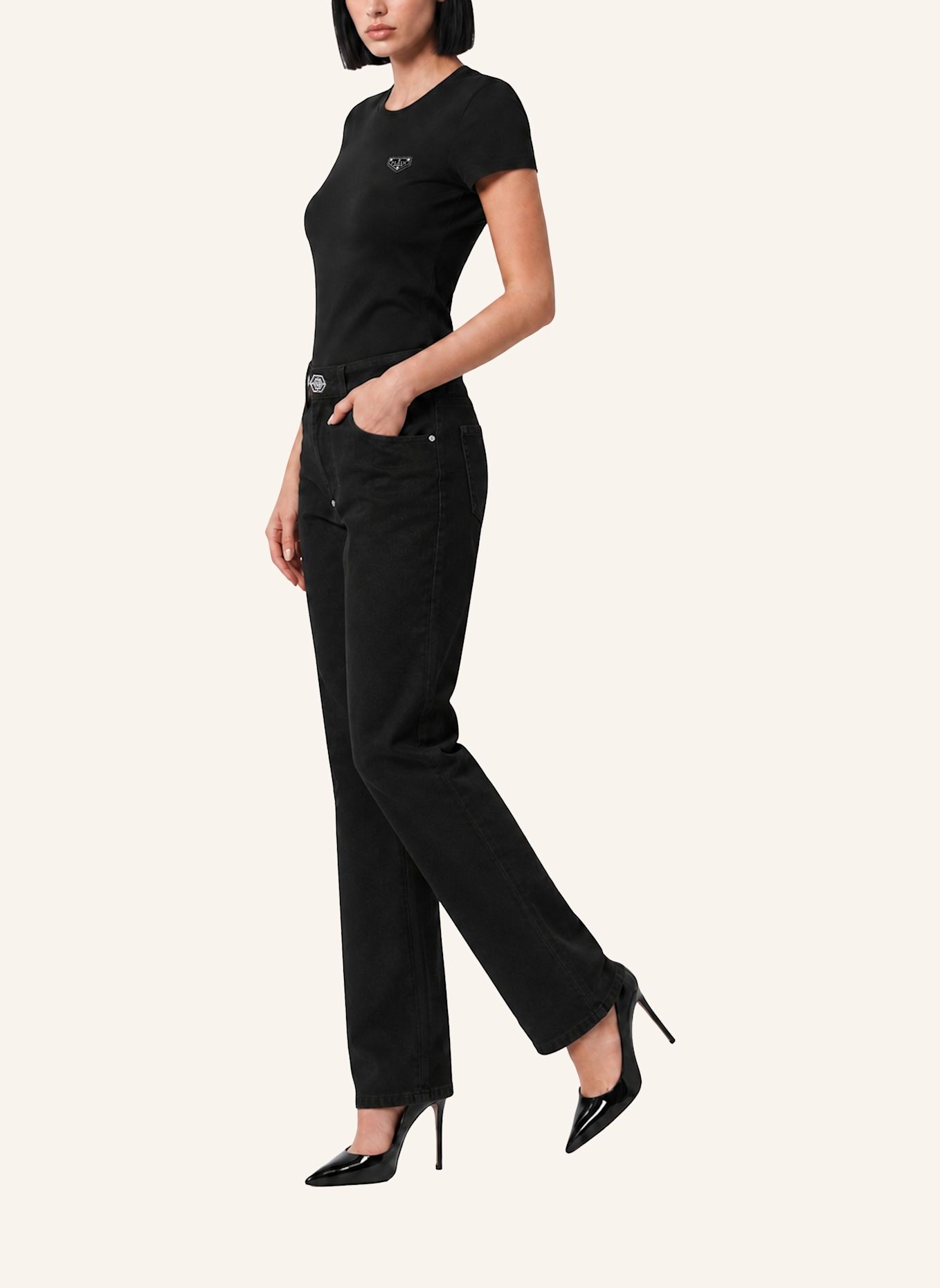 PHILIPP PLEIN Jeans mit geradem Schnitt BASIC: SCHWARZ