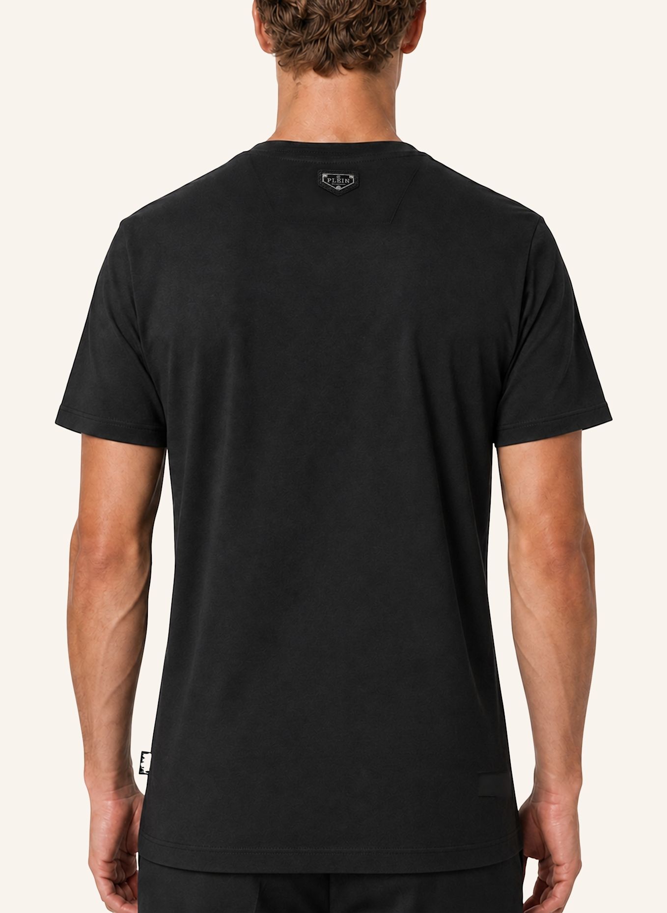 PHILIPP PLEIN Kurzarm-Rundhals-T-Shirt: SCHWARZ