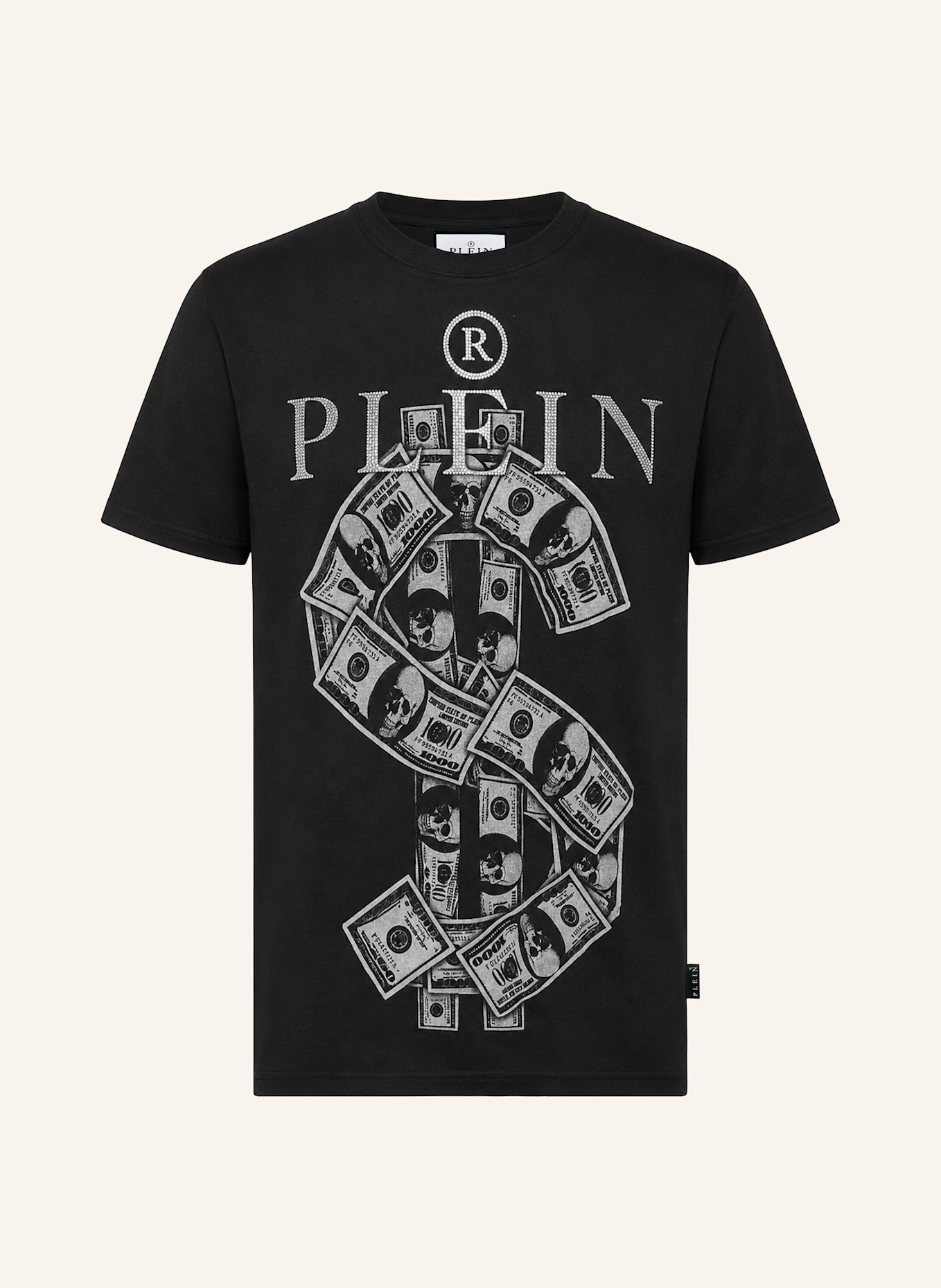 PHILIPP PLEIN Kurzarm-Rundhals-T-Shirt: SCHWARZ
