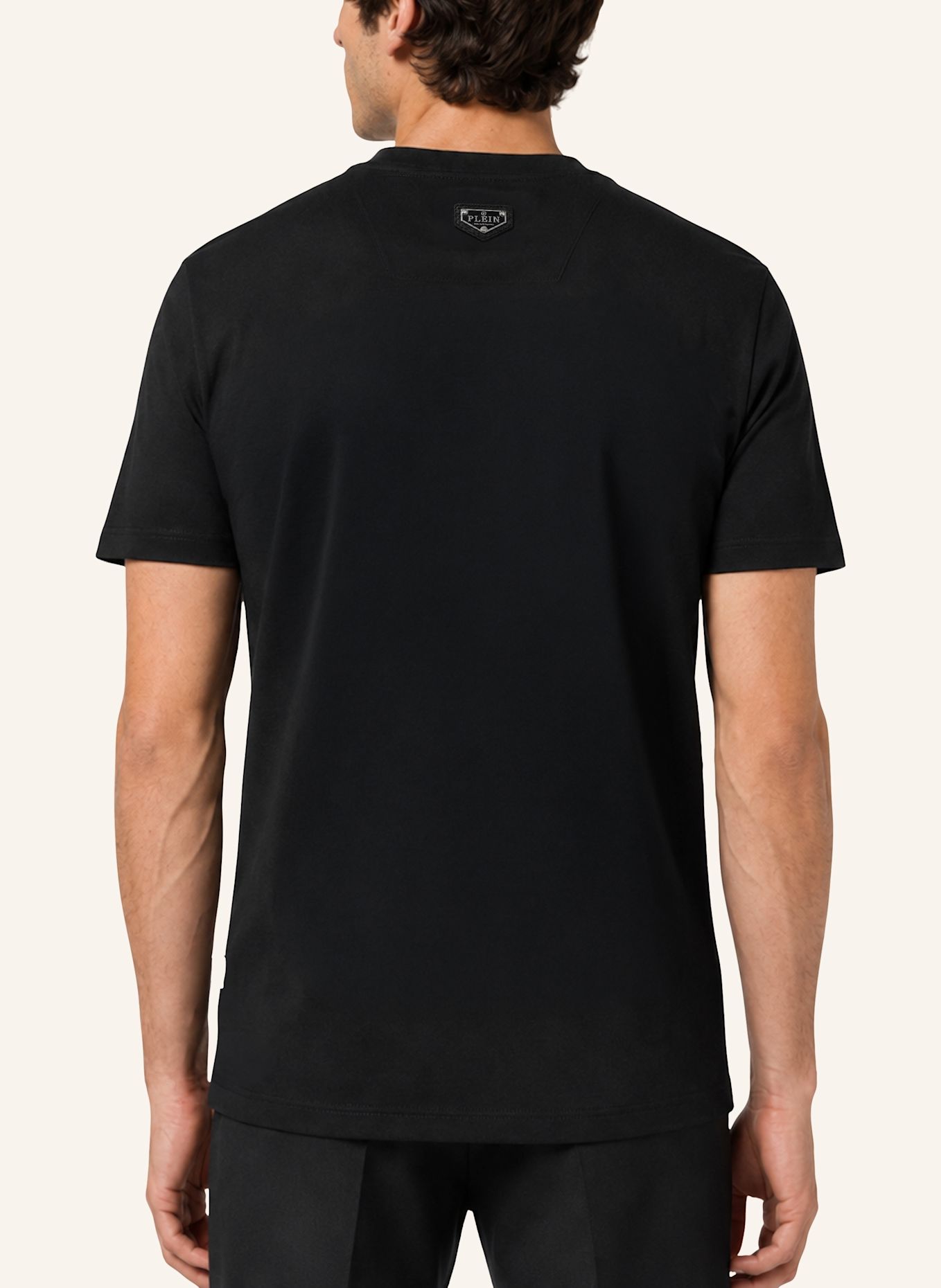 PHILIPP PLEIN Kurzarm-Rundhals-T-Shirt SKULL: SCHWARZ