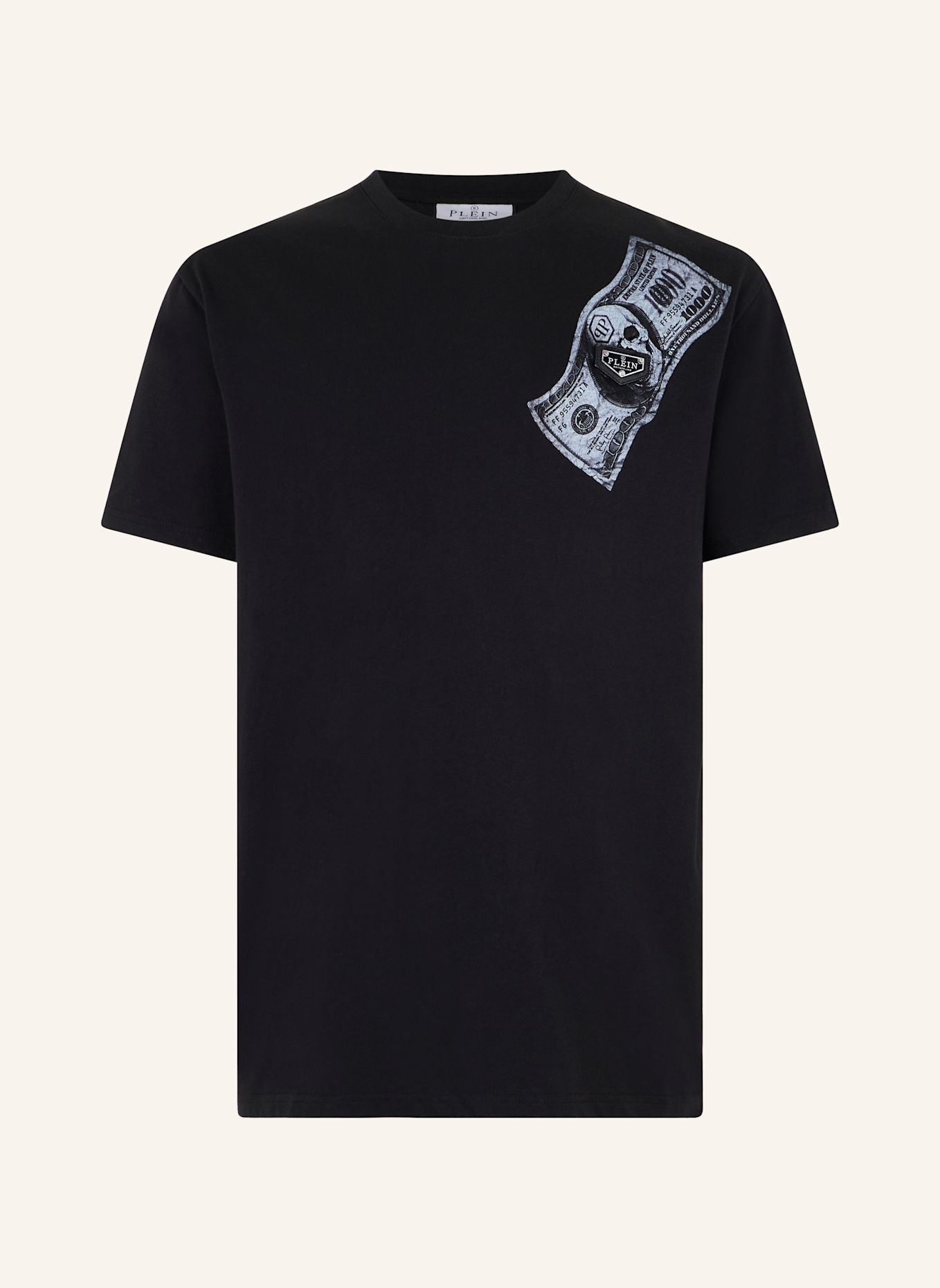 PHILIPP PLEIN Kurzarm-Rundhals-T-Shirt SKULL: SCHWARZ