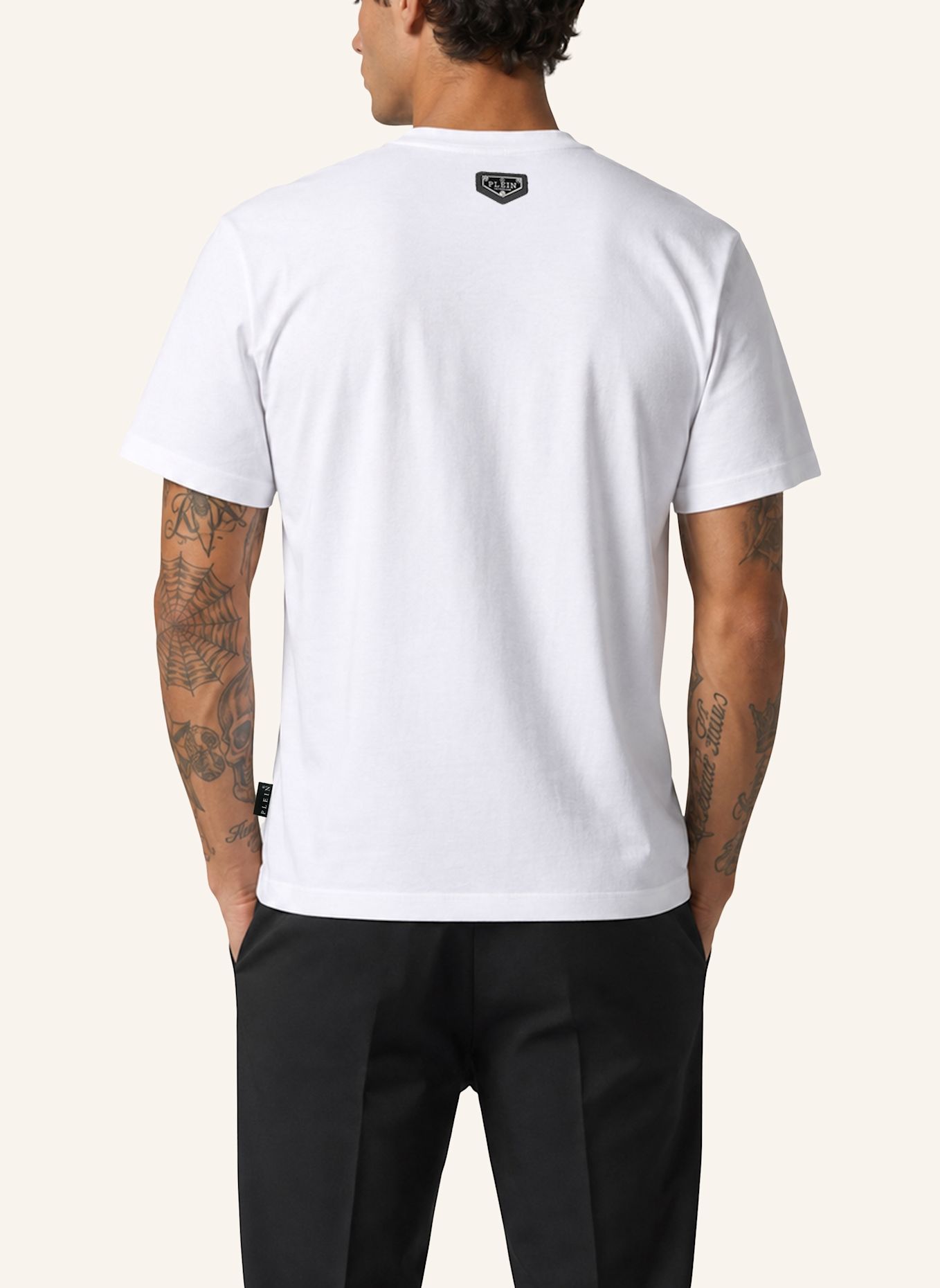 PHILIPP PLEIN Kurzarm-Rundhals-T-Shirt: WEISS