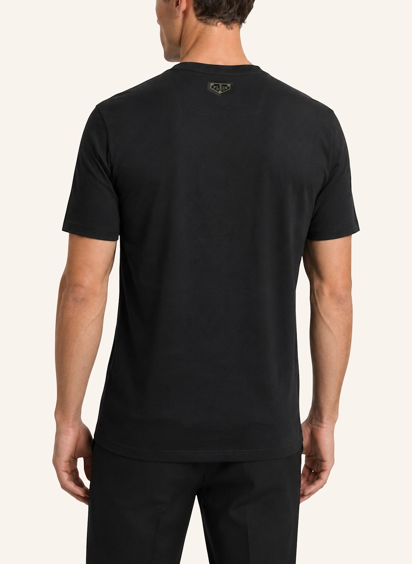 PHILIPP PLEIN Kurzarm-Rundhals-T-Shirt SKULL: SCHWARZ