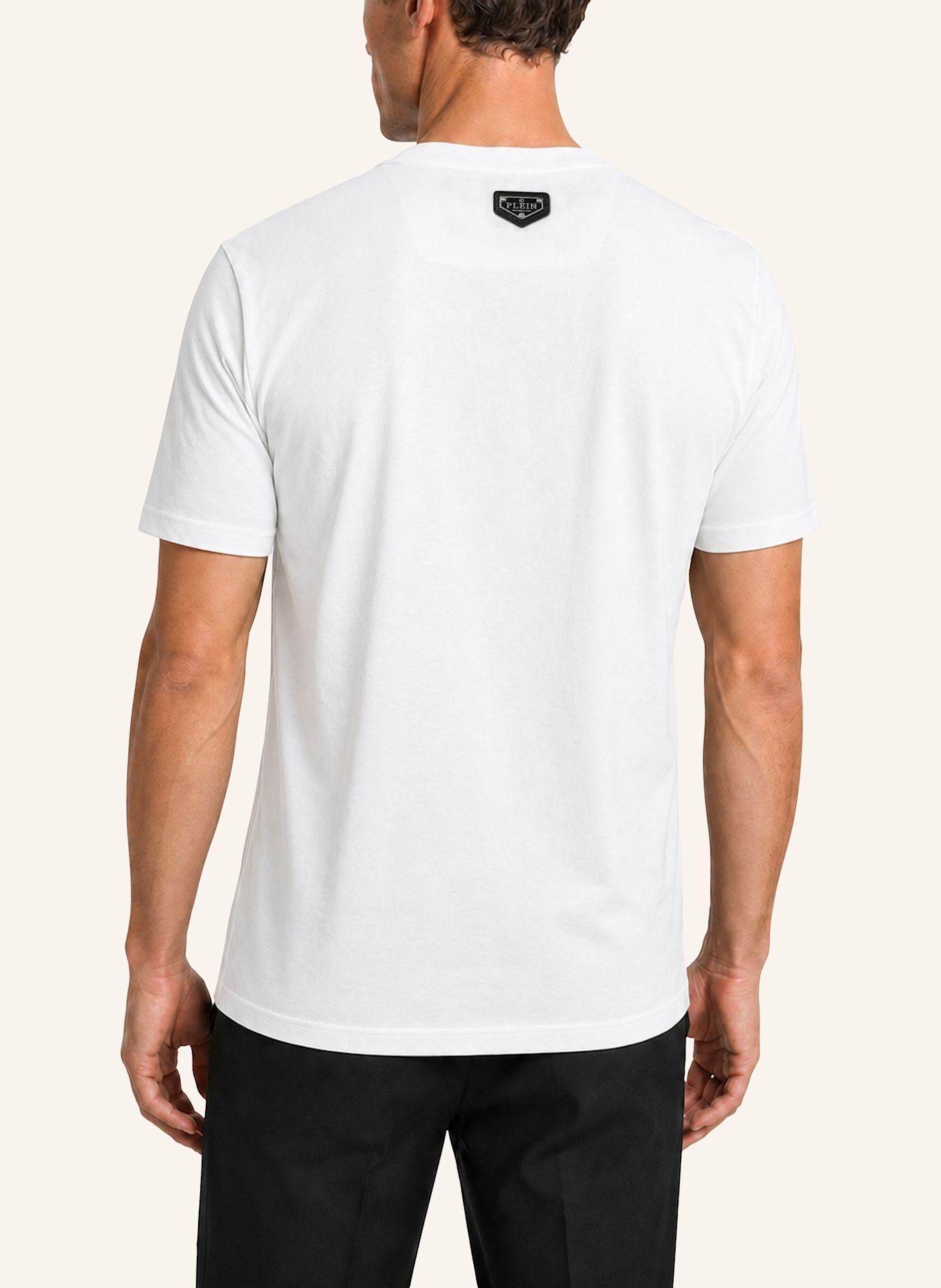PHILIPP PLEIN Kurzarm-Rundhals-T-Shirt SKULL: WEISS