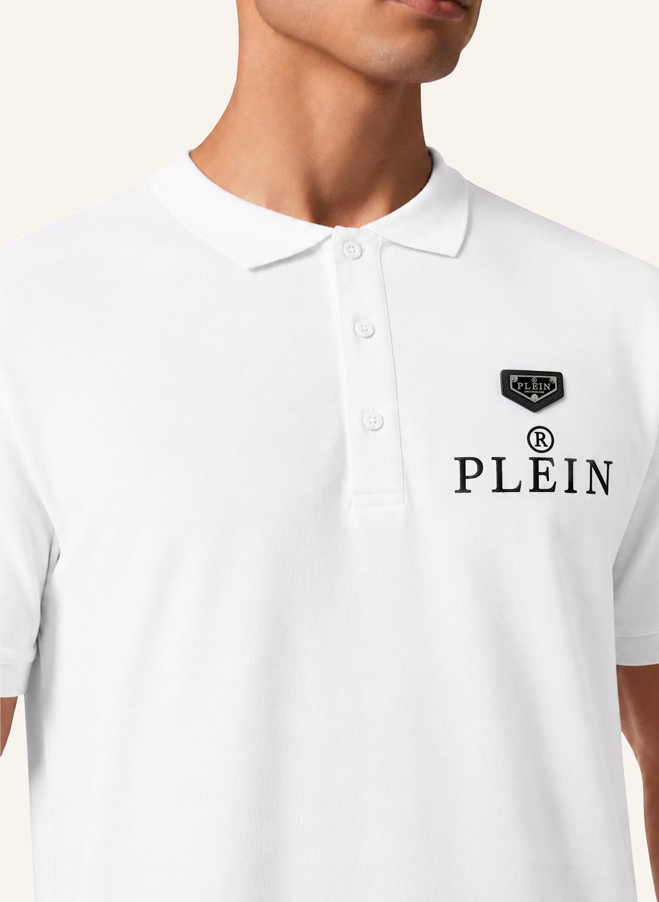 PHILIPP PLEIN Kurzarm-Poloshirt: WEISS