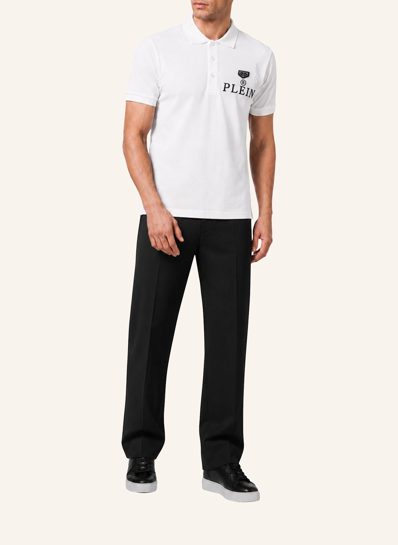 PHILIPP PLEIN Kurzarm-Poloshirt: WEISS