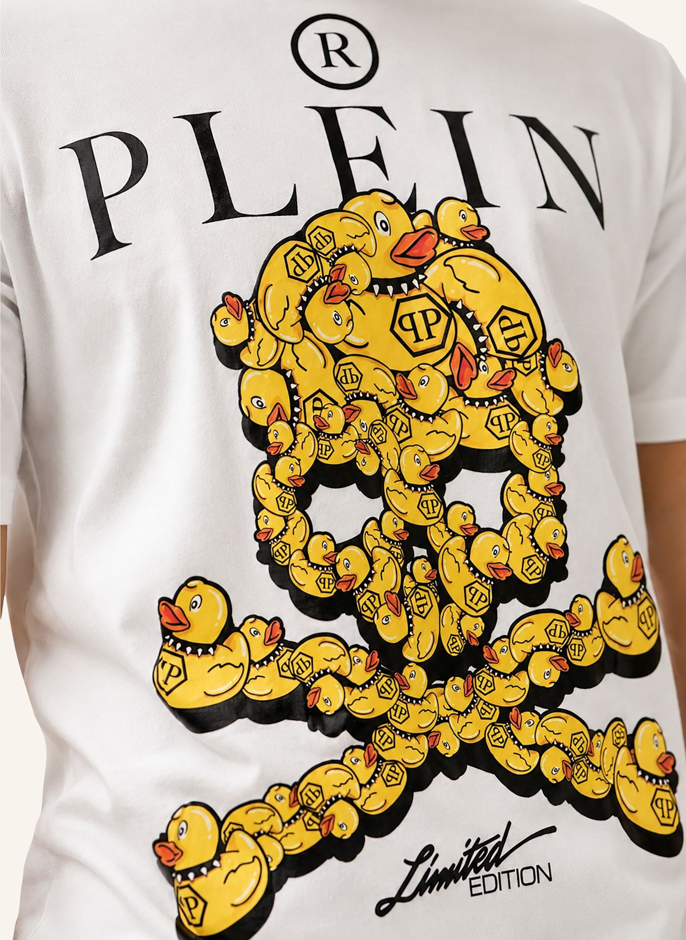 PHILIPP PLEIN Kurzarm-Rundhals-T-Shirt SKULL: WEISS