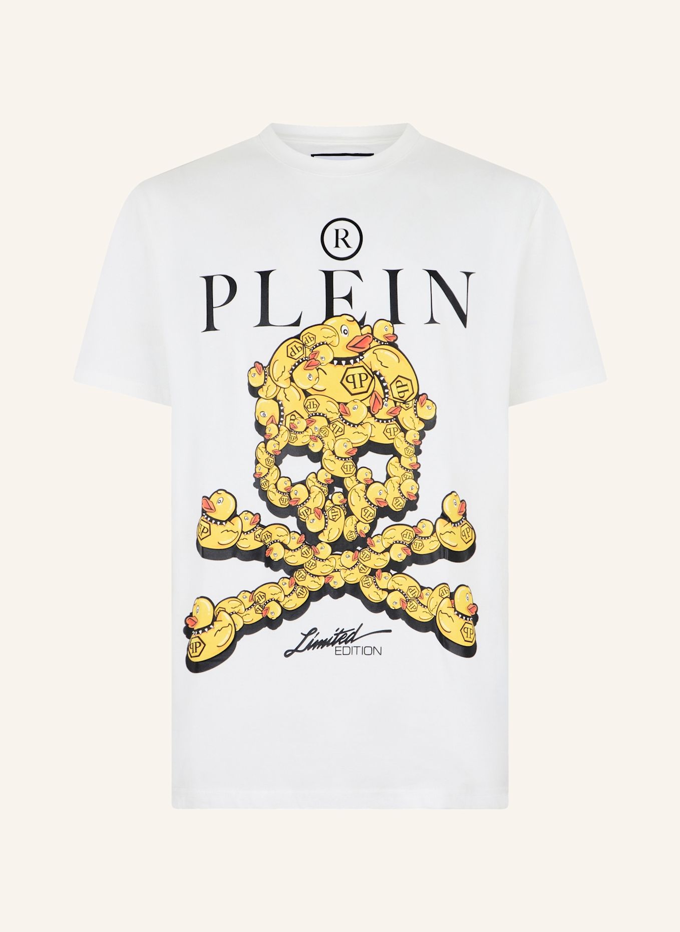 PHILIPP PLEIN Kurzarm-Rundhals-T-Shirt SKULL: WEISS