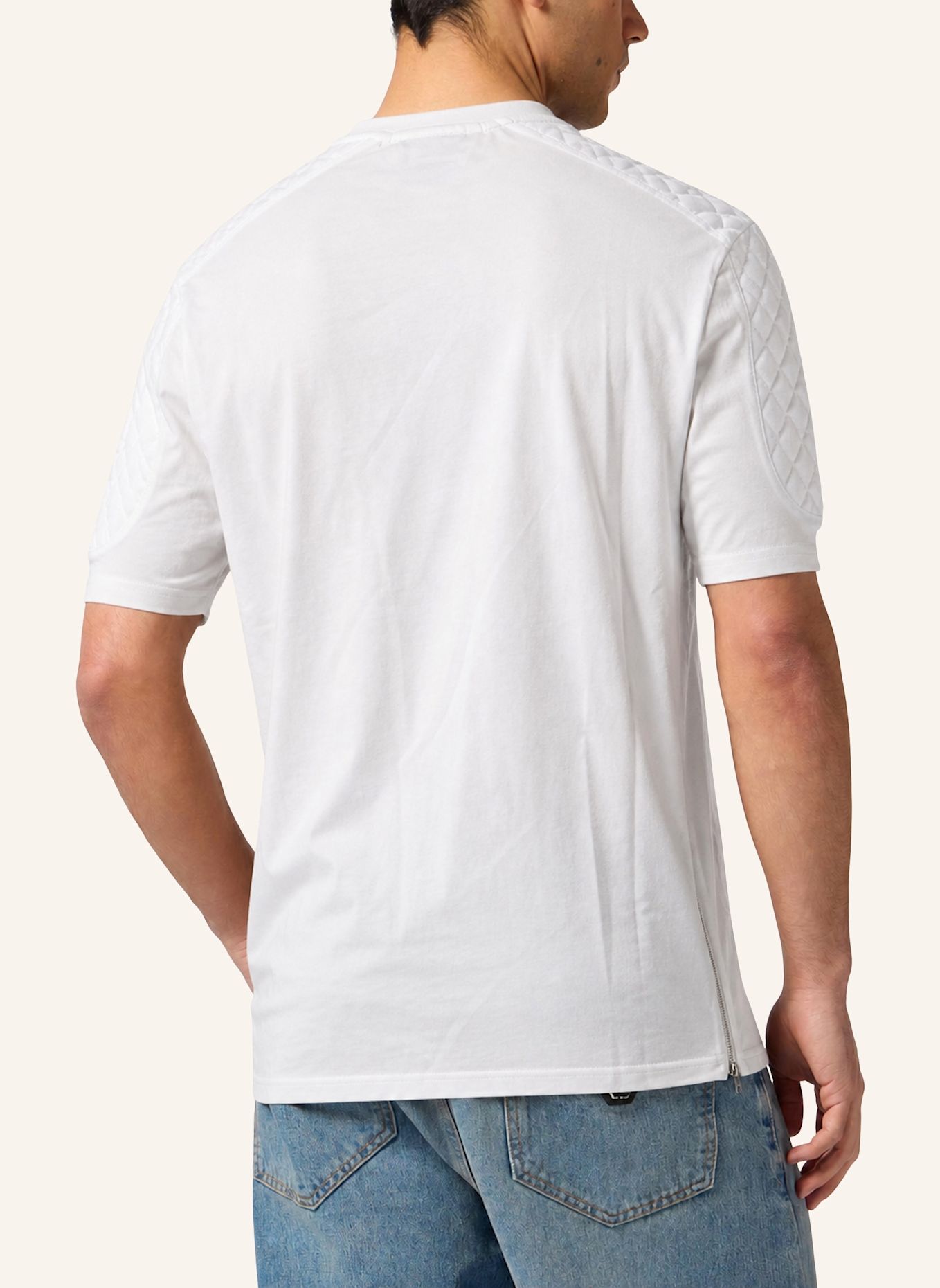 PHILIPP PLEIN Kurzarm-Rundhals-T-Shirt: WEISS