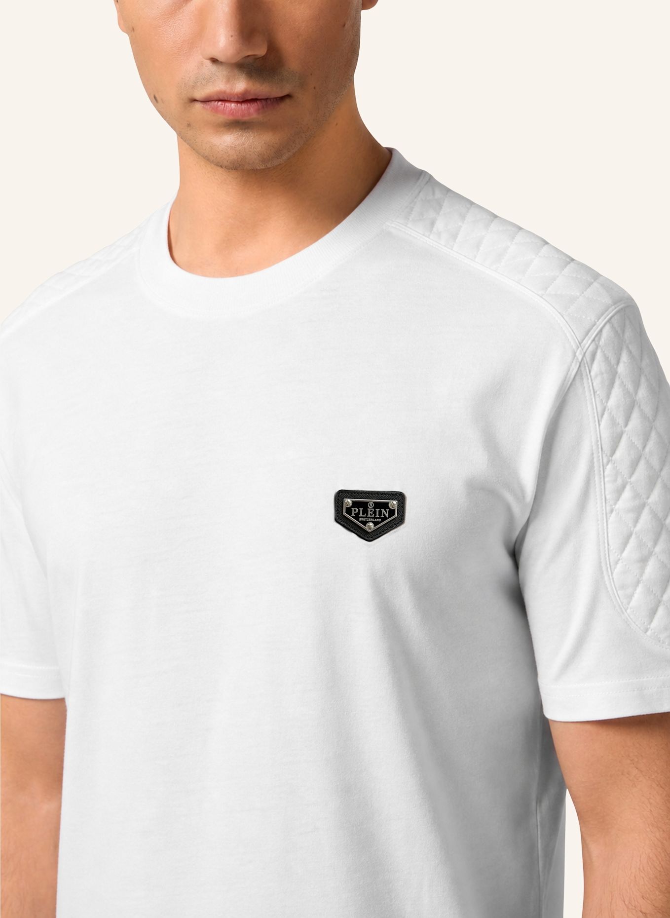 PHILIPP PLEIN Kurzarm-Rundhals-T-Shirt: WEISS