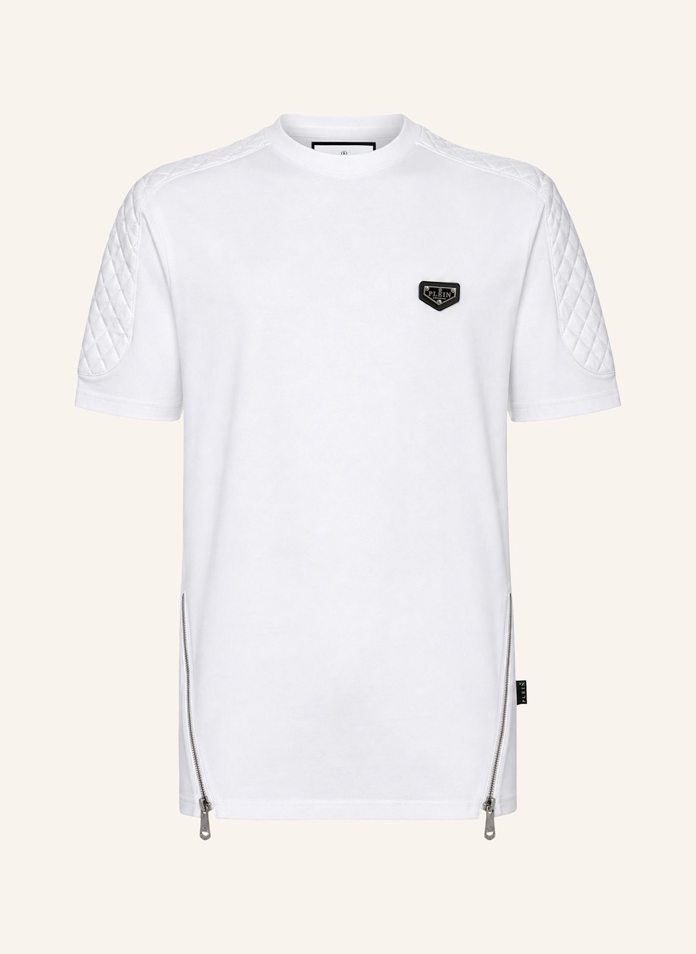 PHILIPP PLEIN Kurzarm-Rundhals-T-Shirt: WEISS
