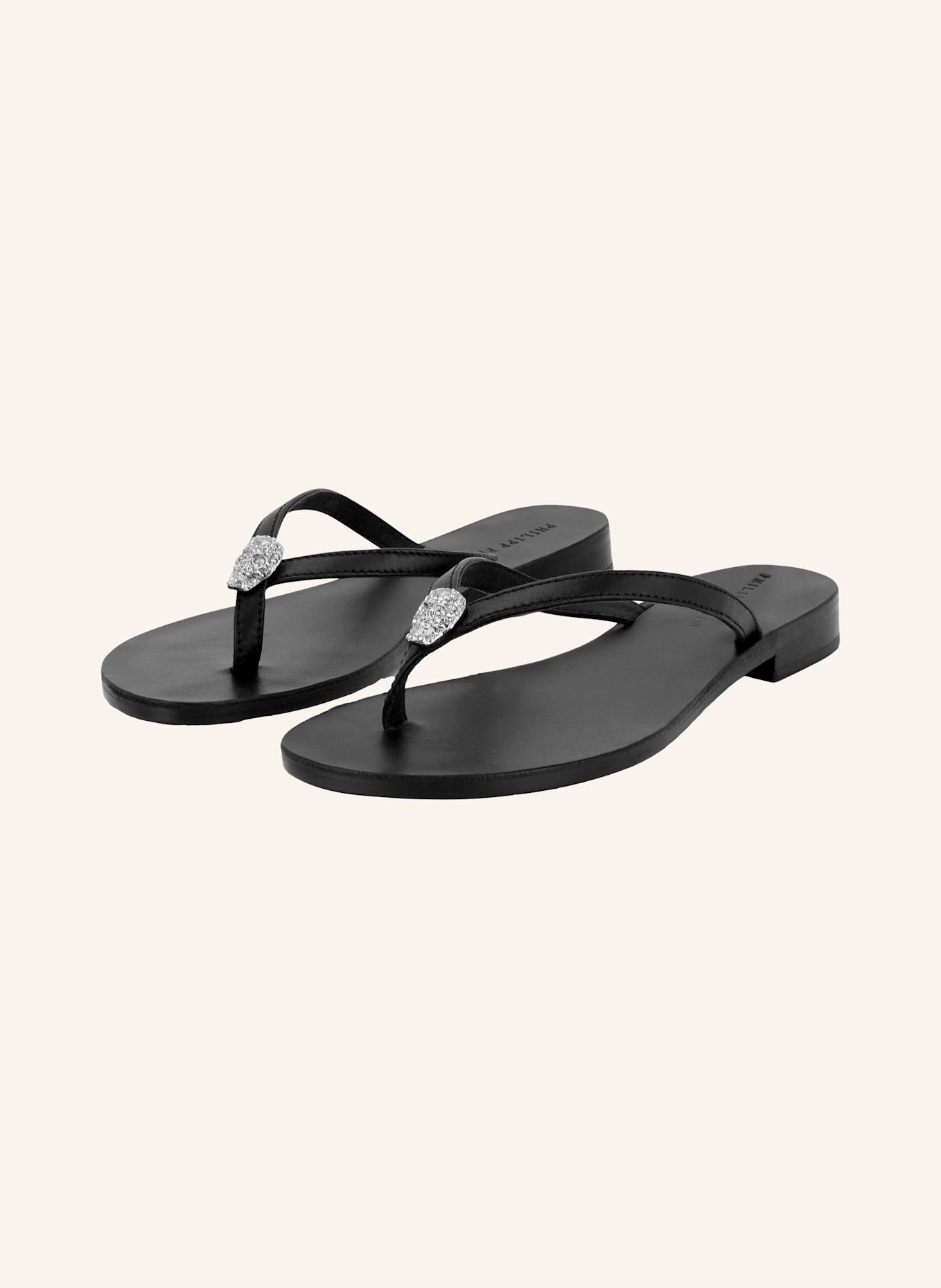 PHILIPP PLEIN Flip-Flops SKULL: SCHWARZ
