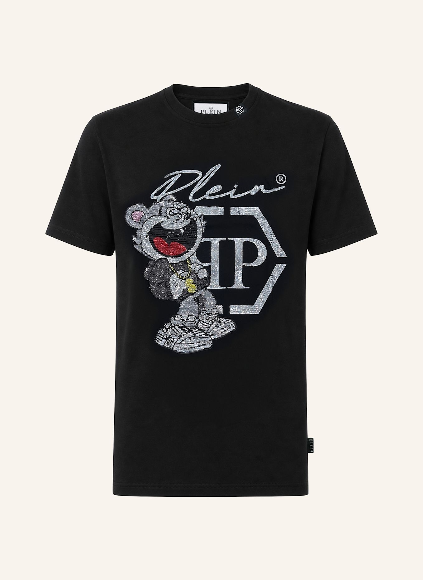 PHILIPP PLEIN Kurzarm-Rundhals-T-Shirt MONEY: SCHWARZ