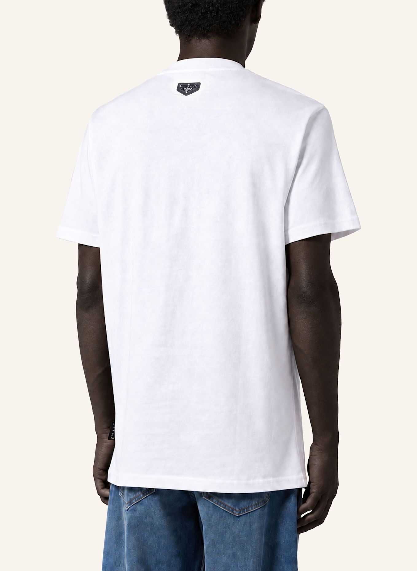PHILIPP PLEIN Kurzarm-Rundhals-T-Shirt SKULL: WEISS