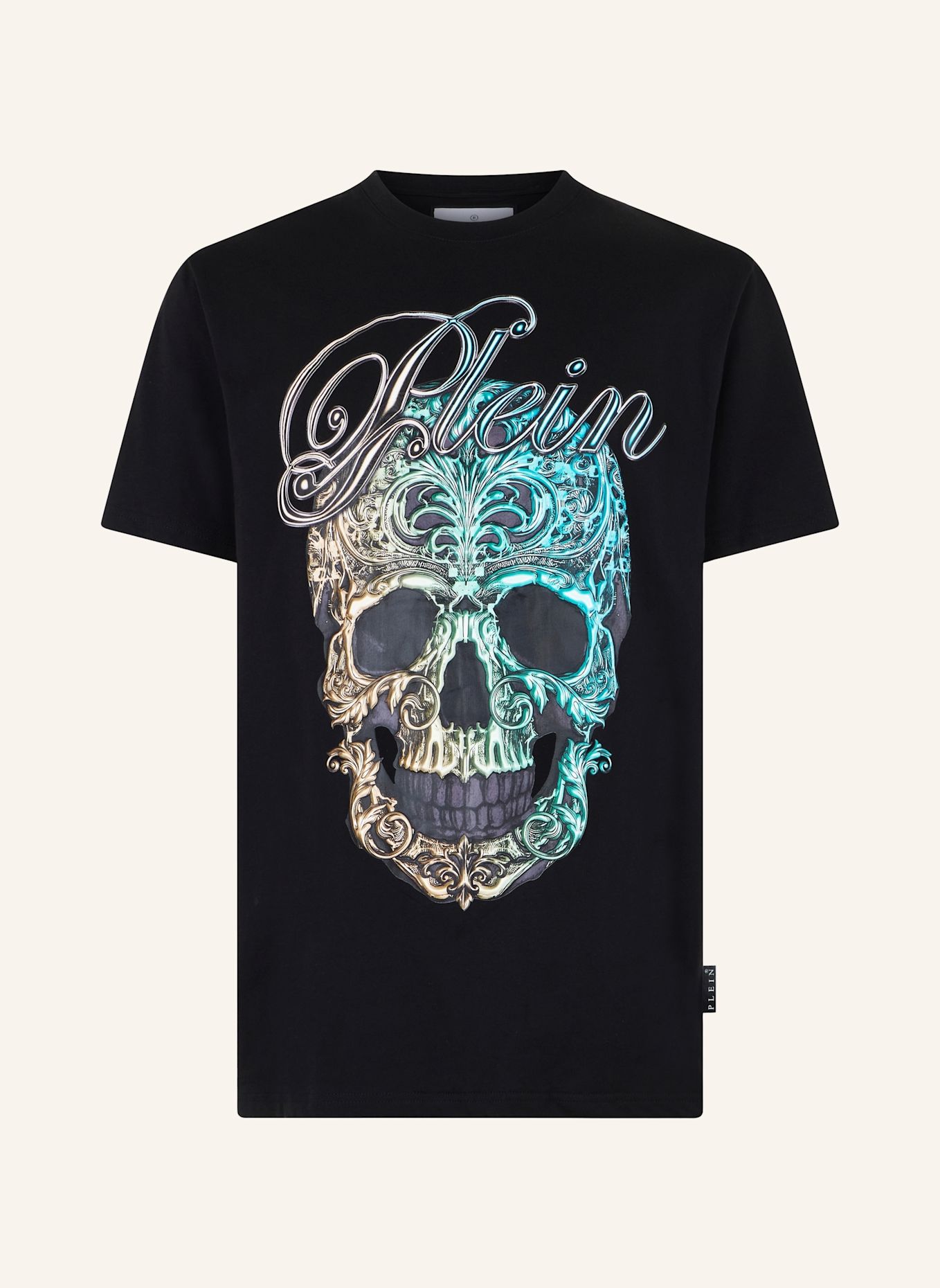 PHILIPP PLEIN Kurzarm-Rundhals-T-Shirt SKULL: WEISS