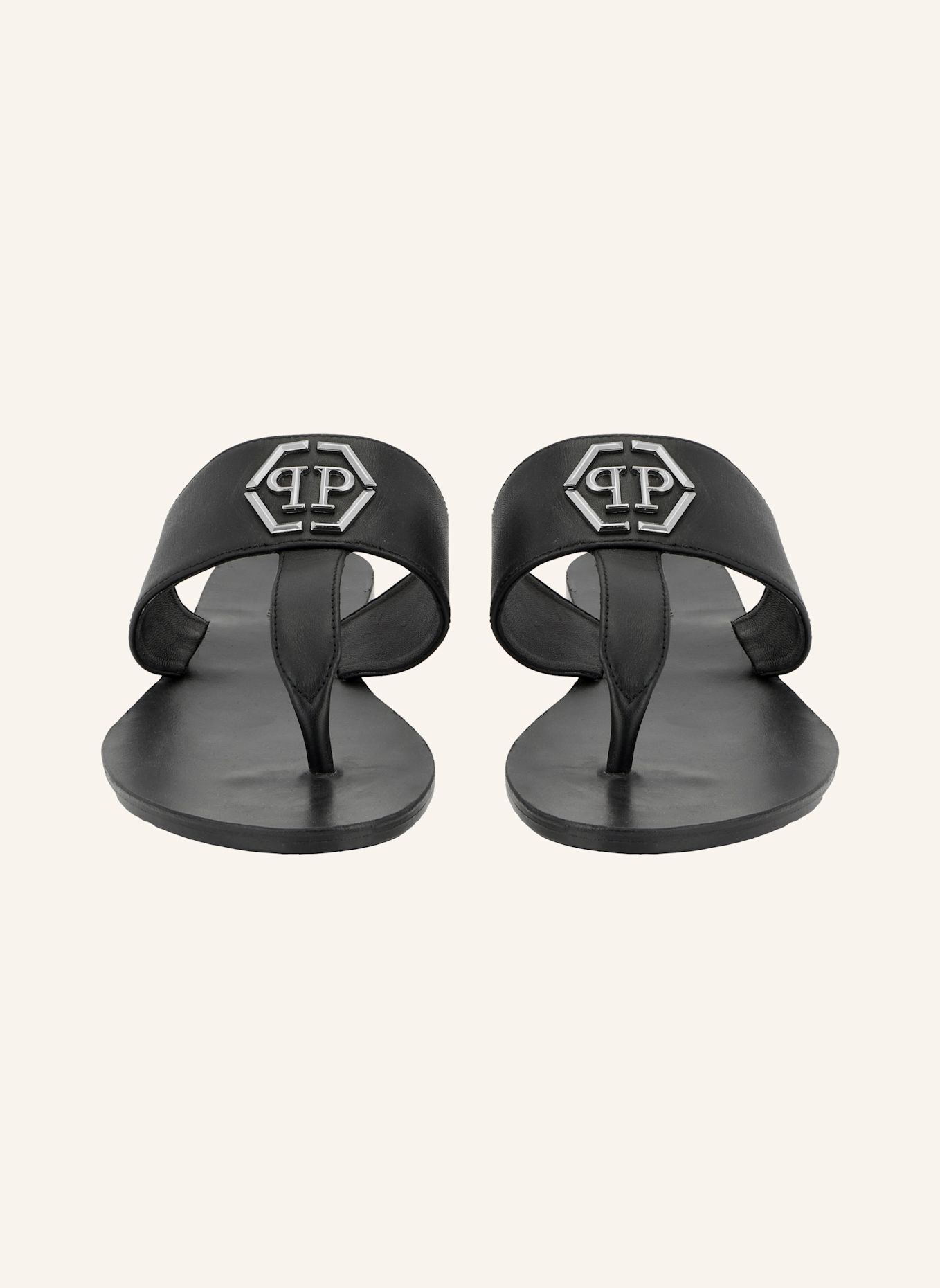 PHILIPP PLEIN Flache Sandalen HEXAGON: SCHWARZ