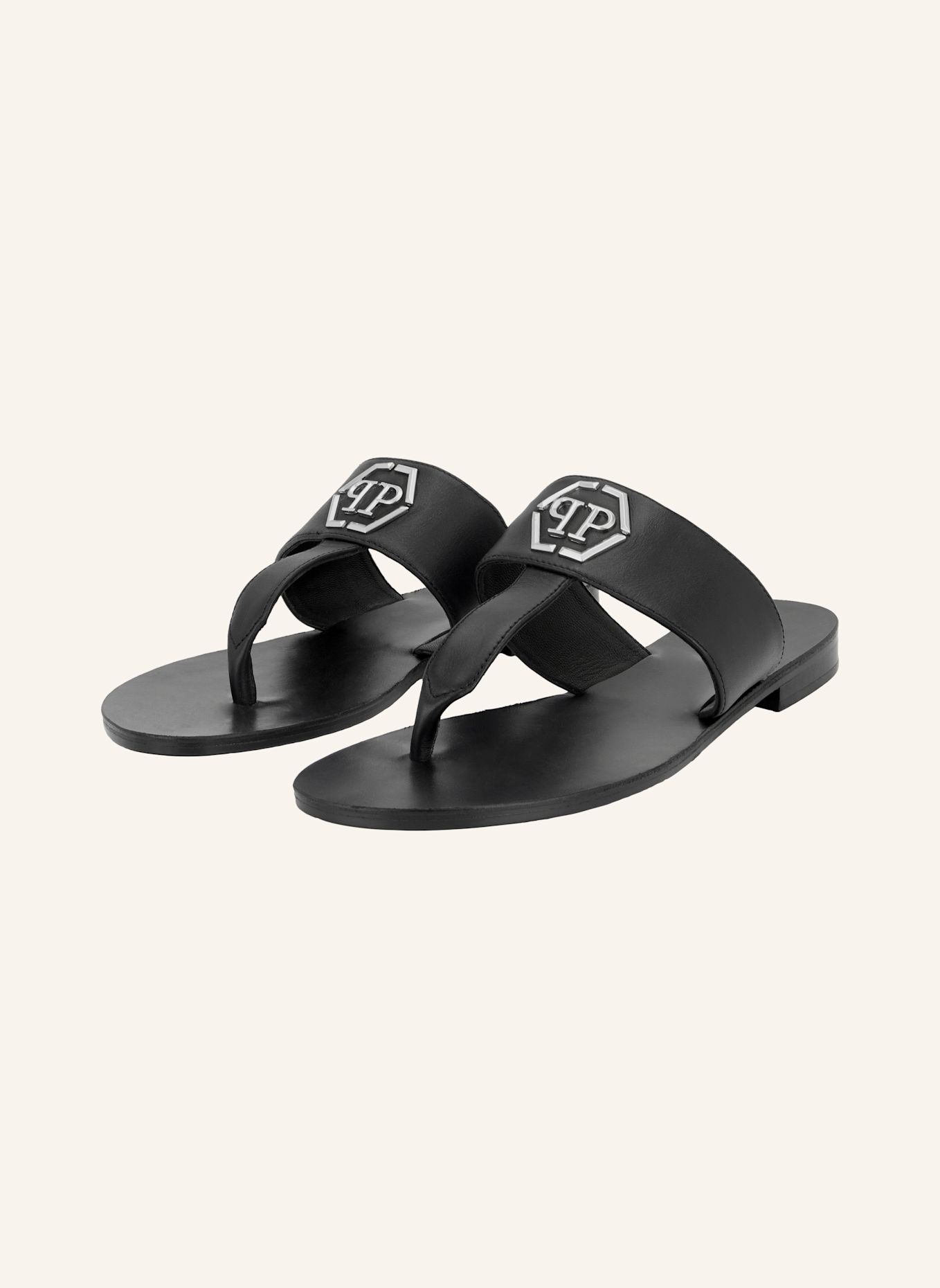 PHILIPP PLEIN Flache Sandalen HEXAGON: SCHWARZ