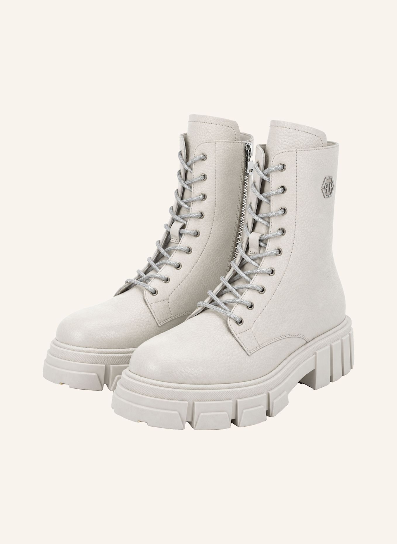PHILIPP PLEIN Flache Stiefeletten: WEISS