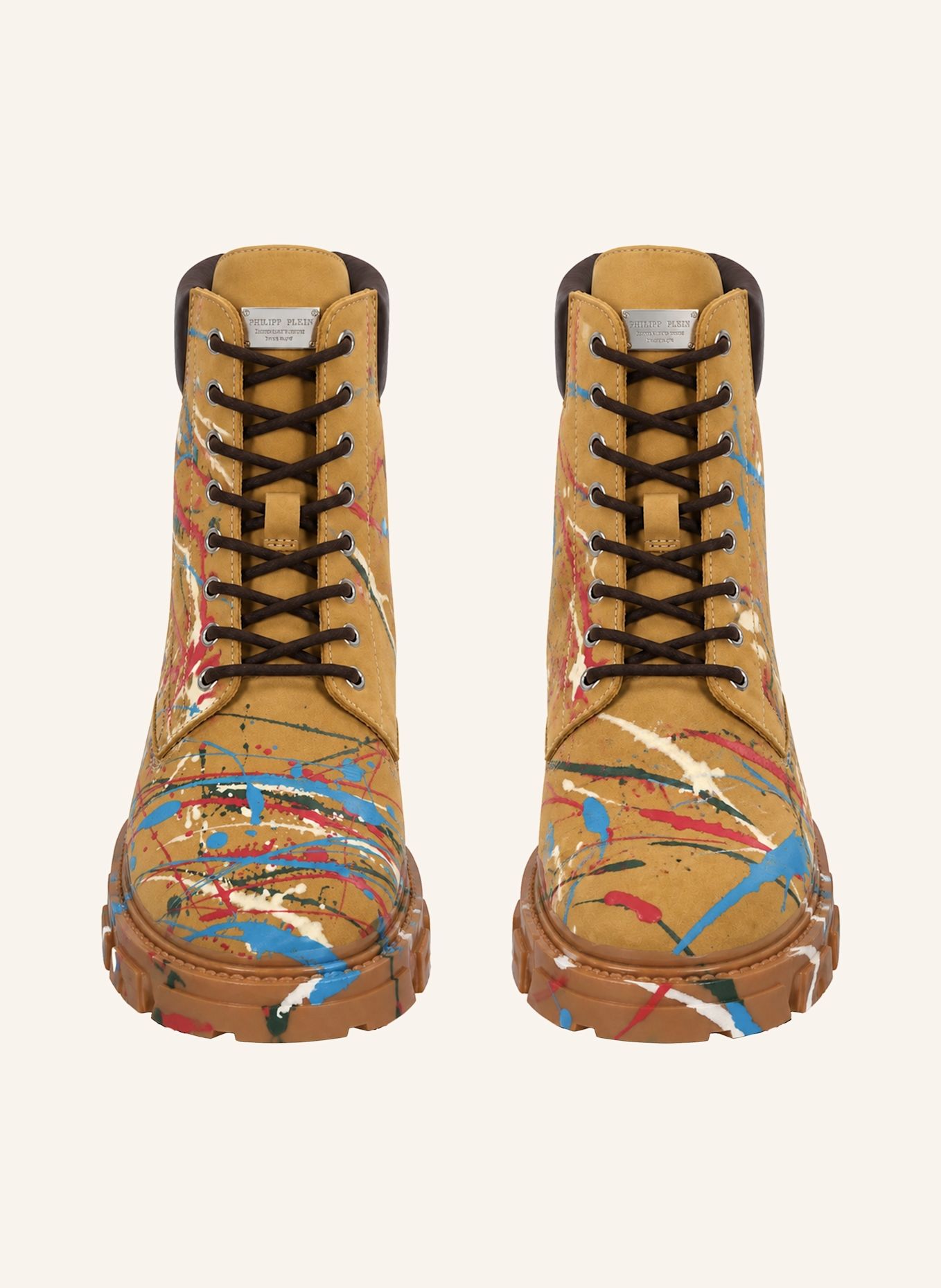 PHILIPP PLEIN Flache Stiefel mit mittelhohem Schaft SKULL: BRAUN
