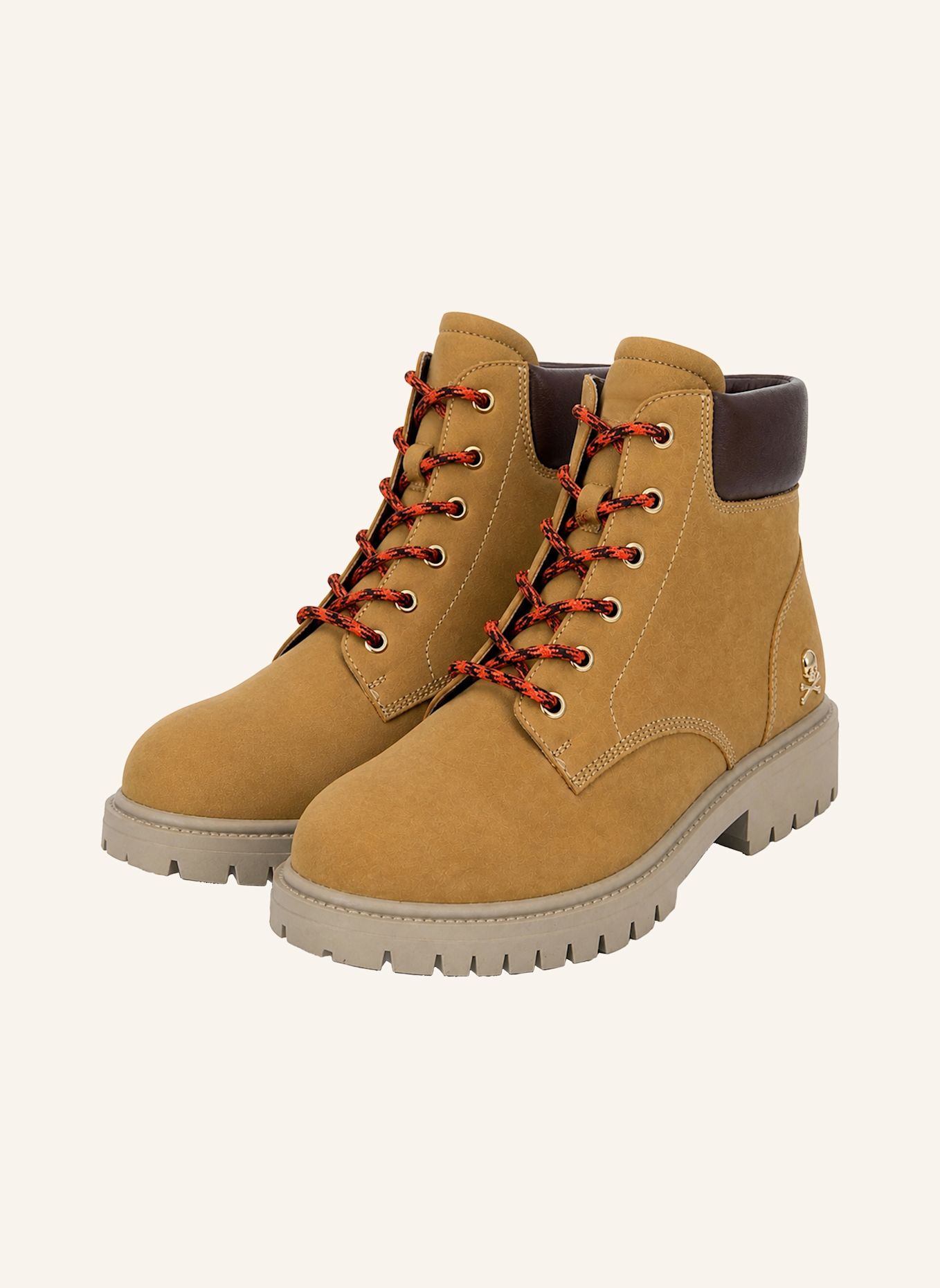 PHILIPP PLEIN Flache Stiefel mit mittelhohem Schaft SKULL: BEIGE