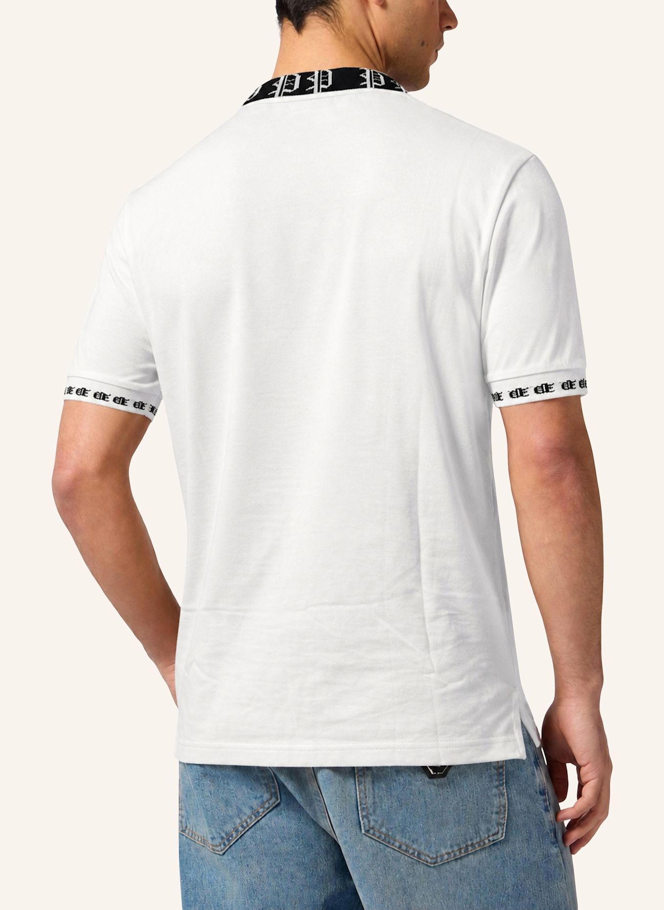 PHILIPP PLEIN Kurzarm-Poloshirt: WEISS