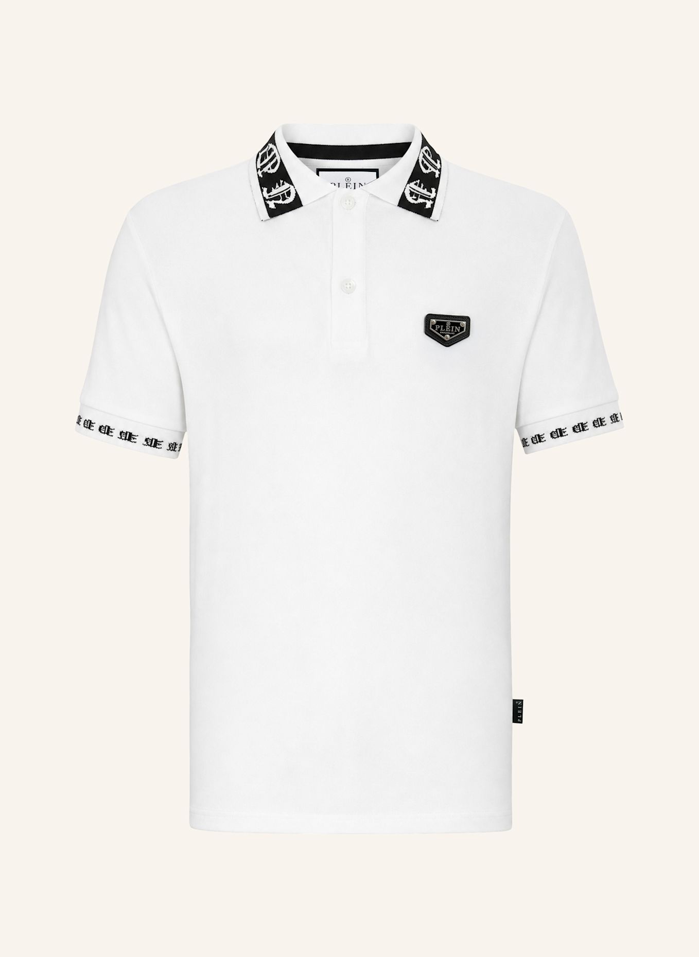 PHILIPP PLEIN Kurzarm-Poloshirt: WEISS