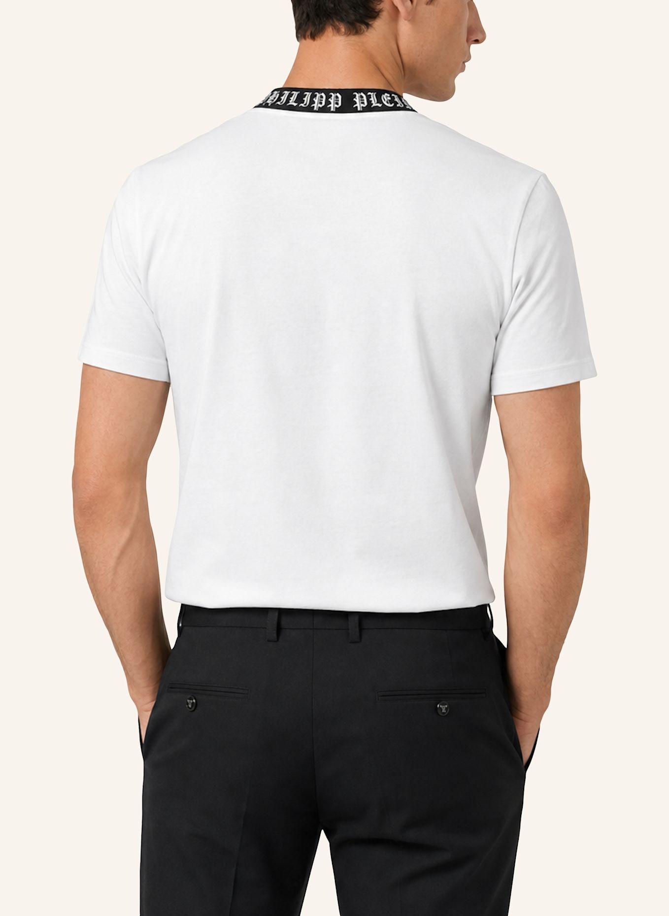 PHILIPP PLEIN Kurzarm-Rundhals-T-Shirt: WEISS