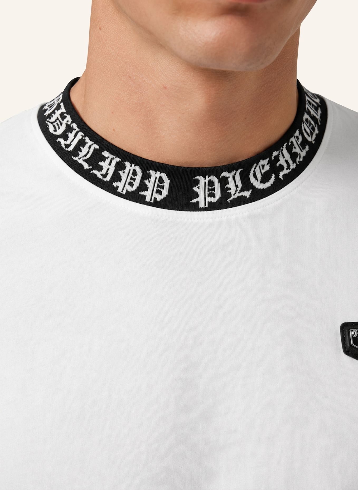 PHILIPP PLEIN Kurzarm-Rundhals-T-Shirt: WEISS